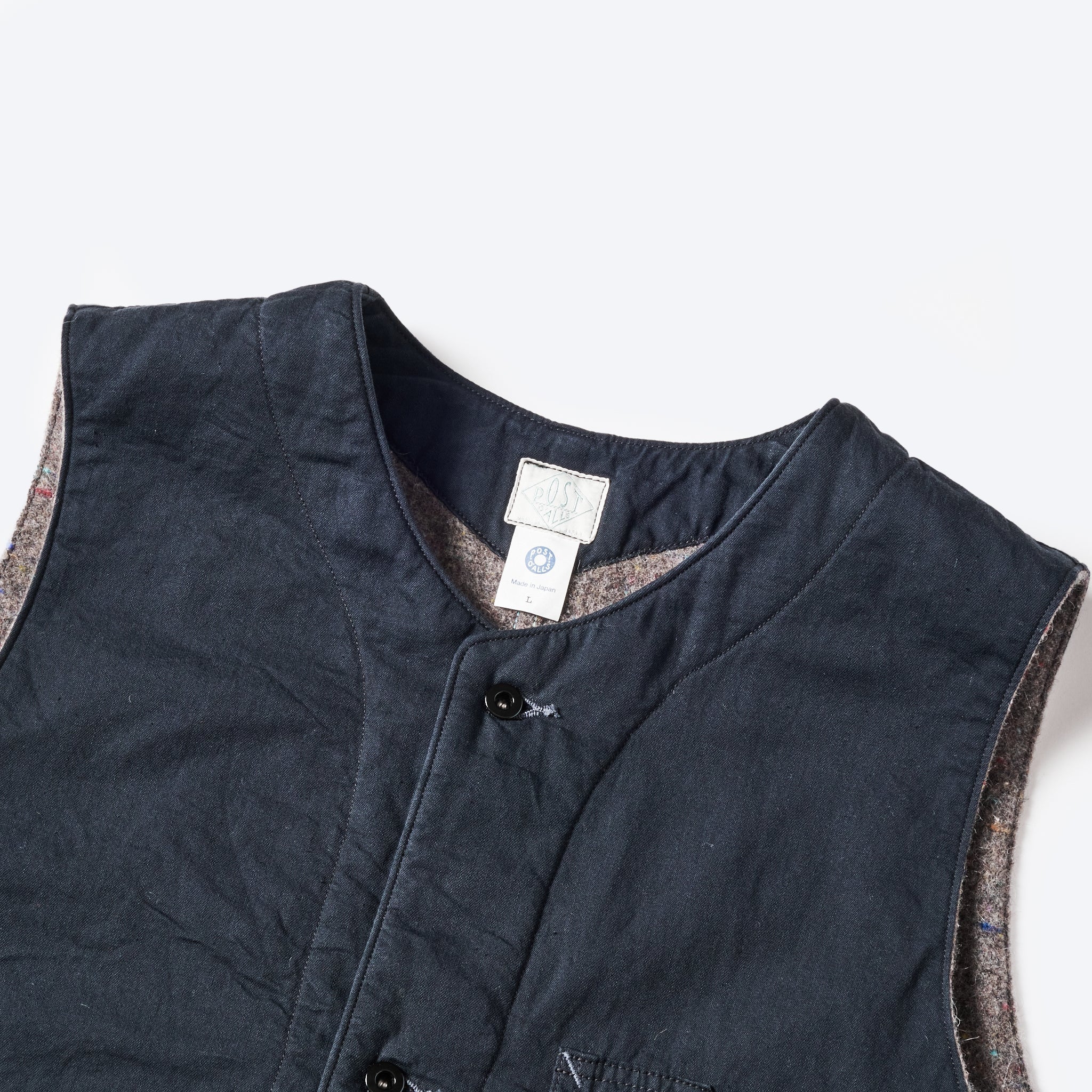 #1501-VTC 1 Pocket Vest : vintage twill w/trashed wool lining charcoal w/base lining