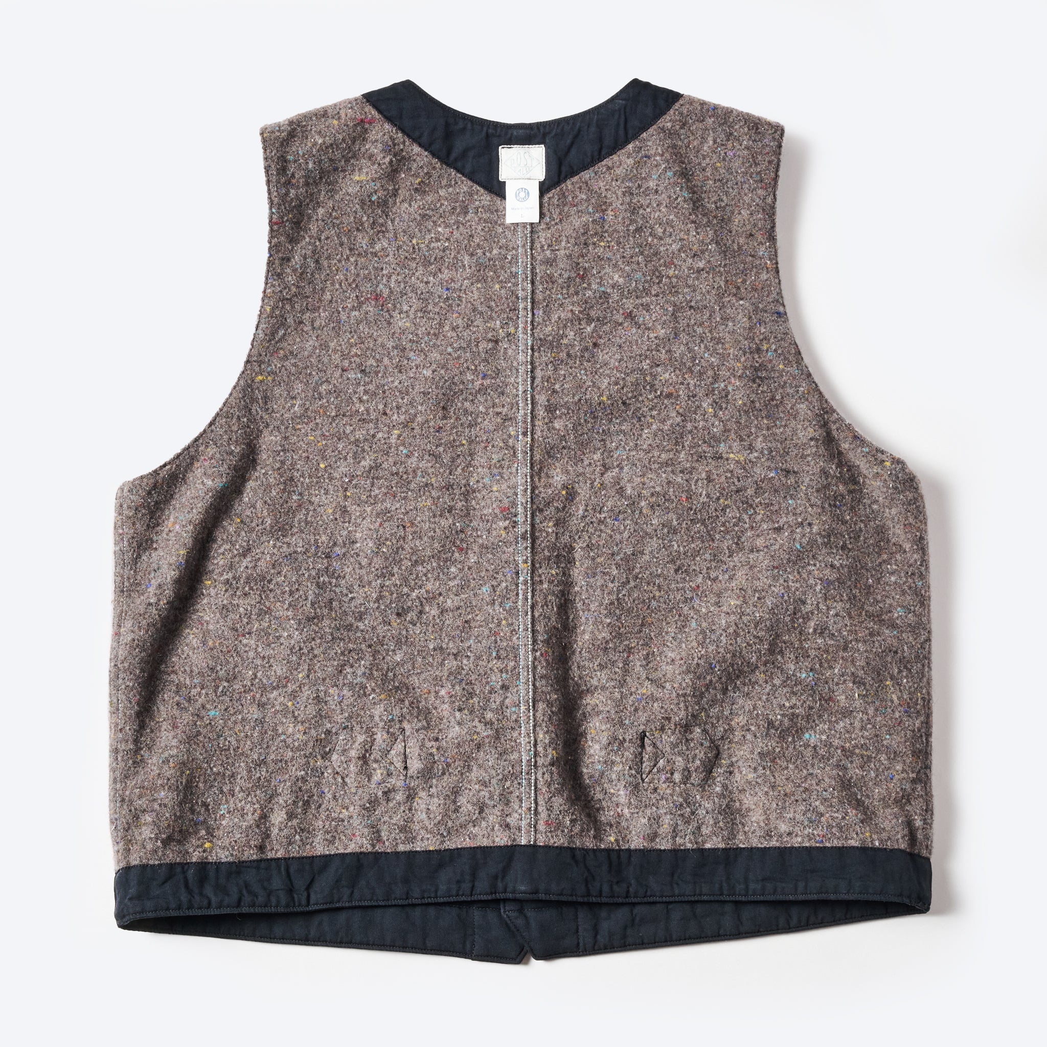 #1501-VTC 1 Pocket Vest : vintage twill w/trashed wool lining charcoal w/base lining