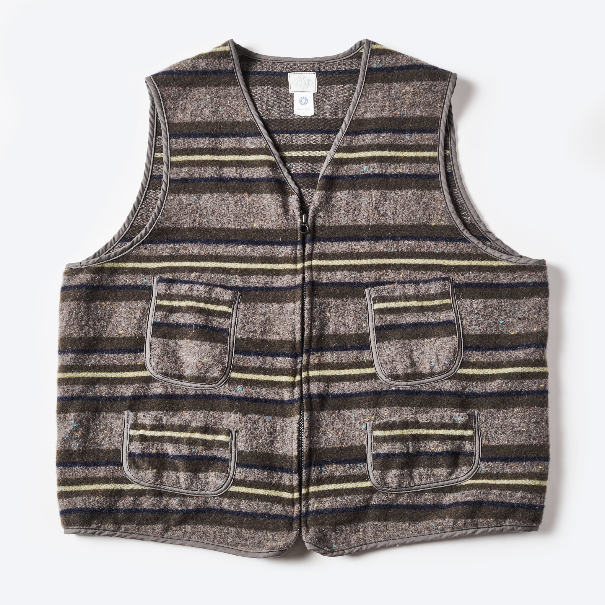 #1502-TWG Fleece Vest (trashed wool version) : trashed wool green stripe
