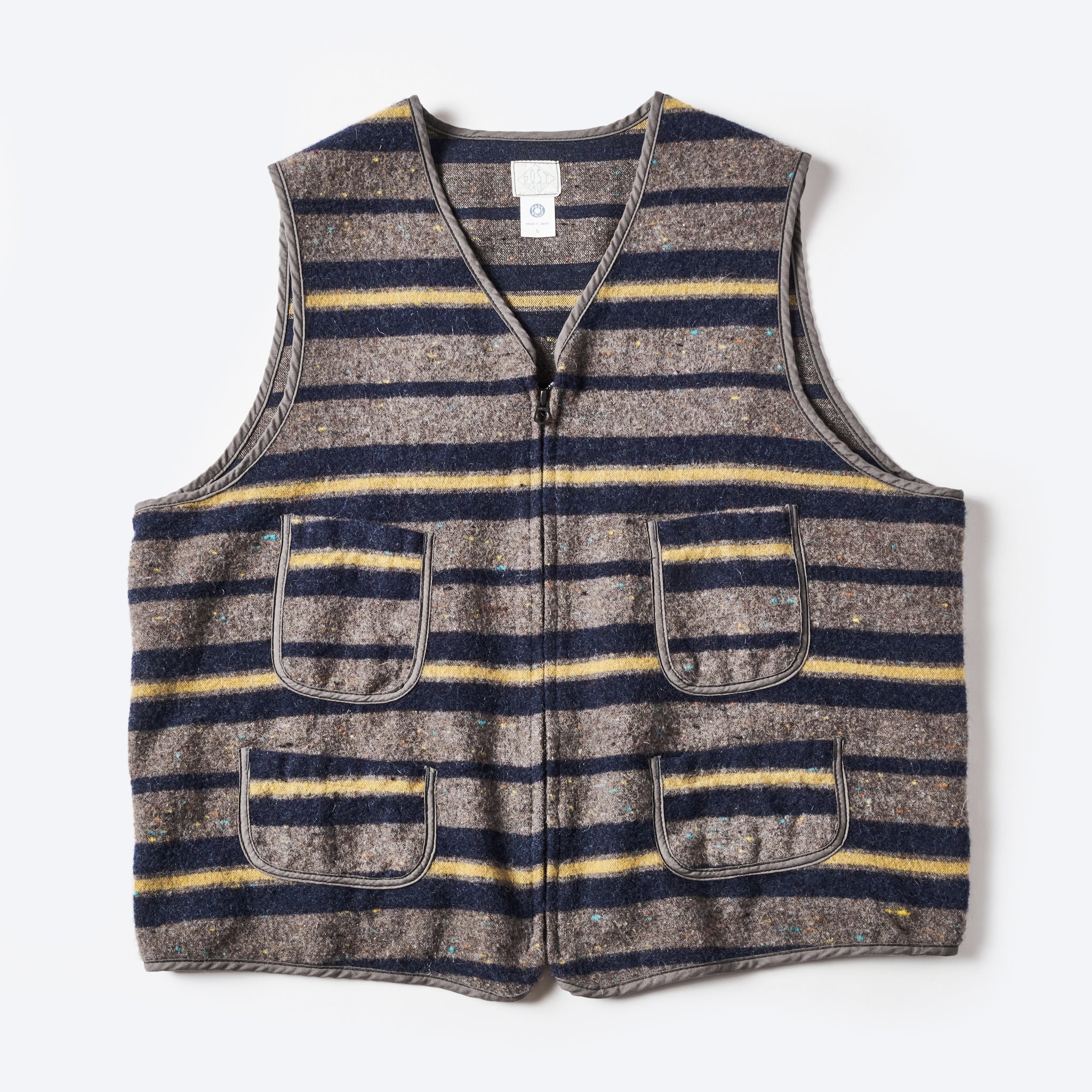 #1502-TWN Fleece Vest (trashed wool version) : trashed wool navy stripe