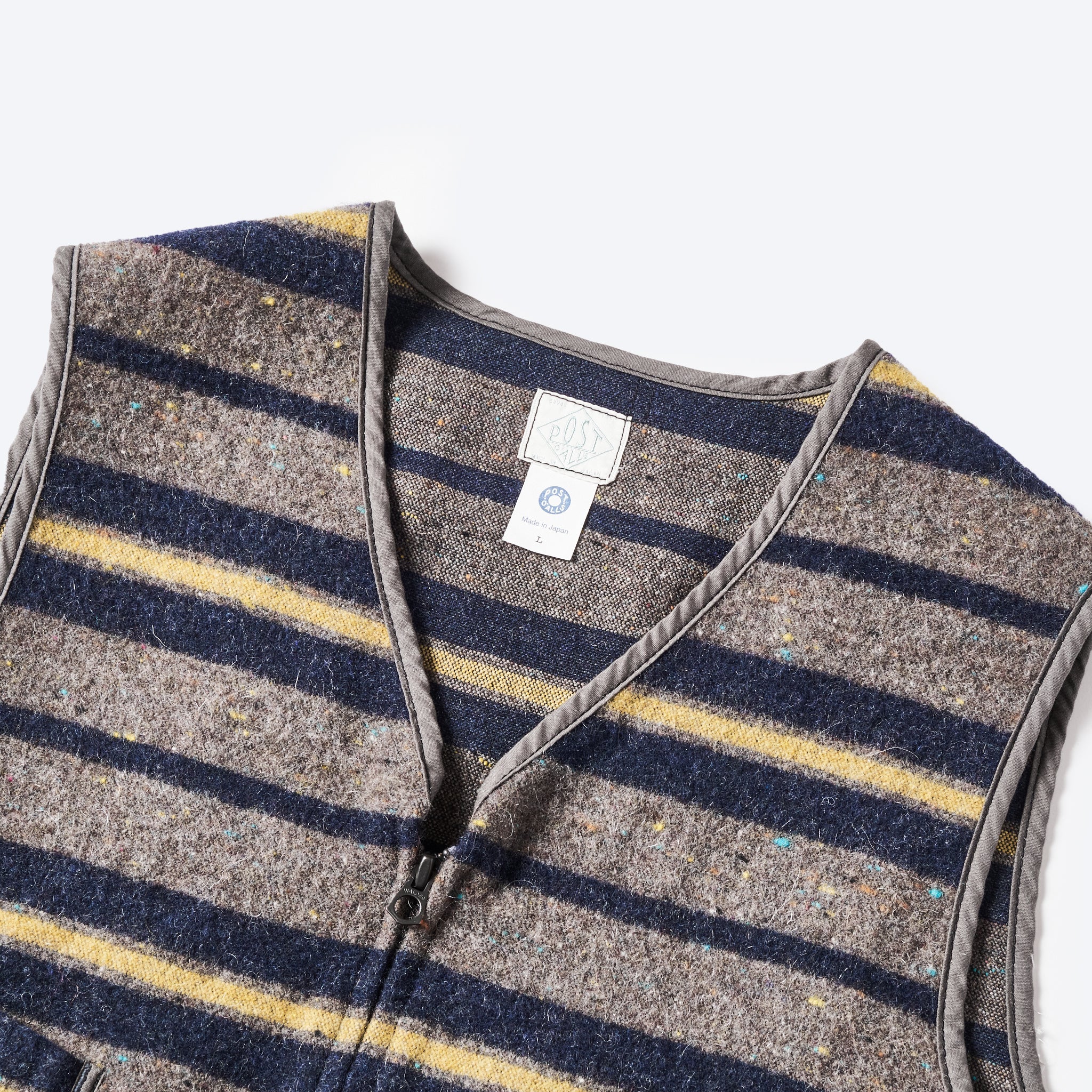 #1502-TWN Fleece Vest (trashed wool version) : trashed wool navy stripe