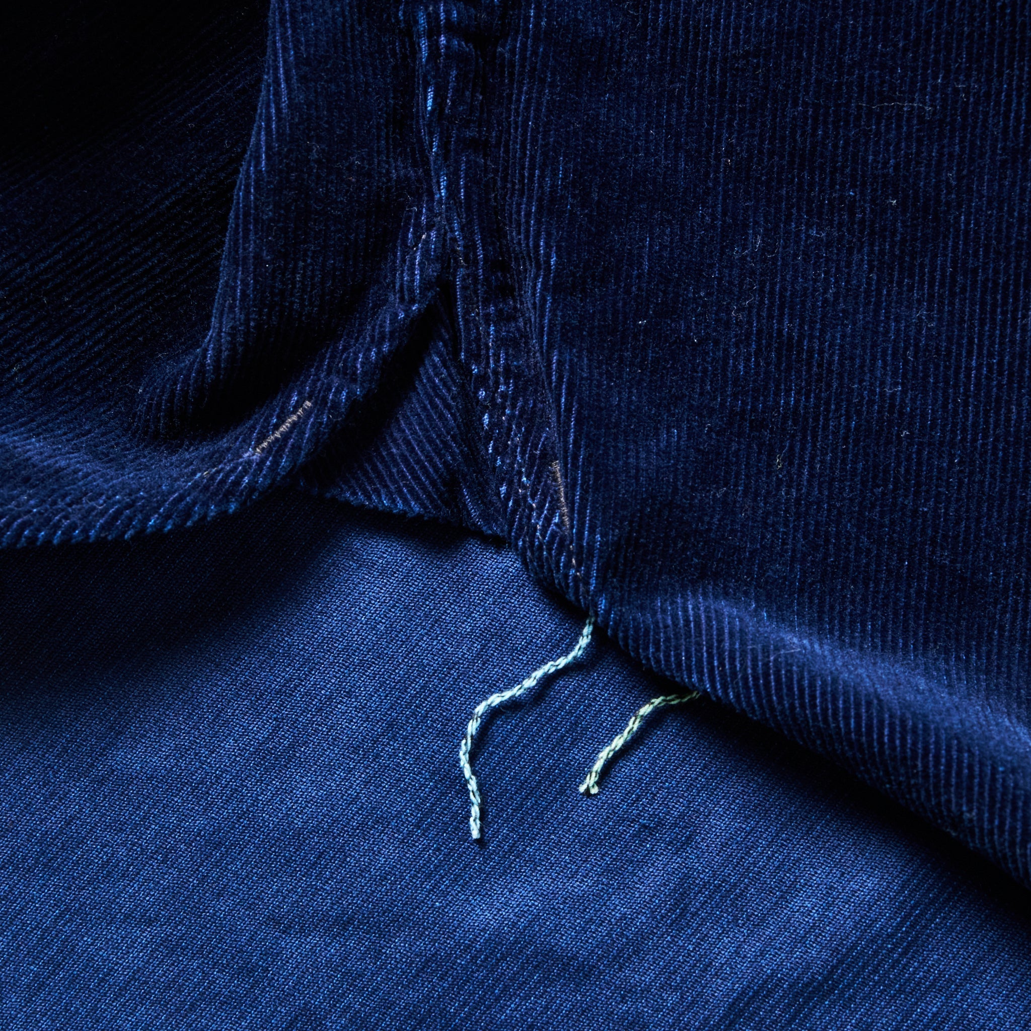#1203-CCI Band Collar Shirt : cotton cords indigo