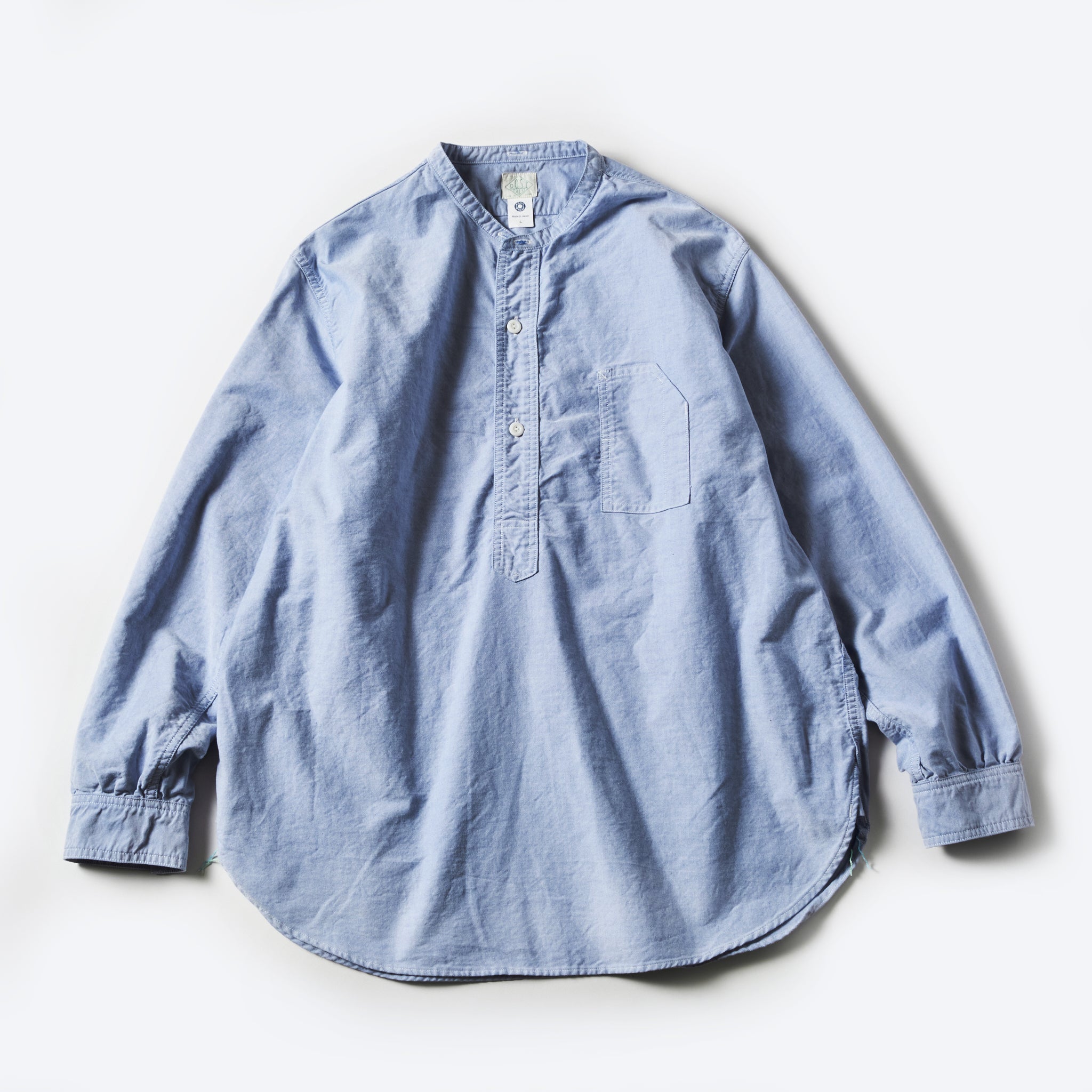 #1203-GOB Band Collar Shirt : good oxford blue