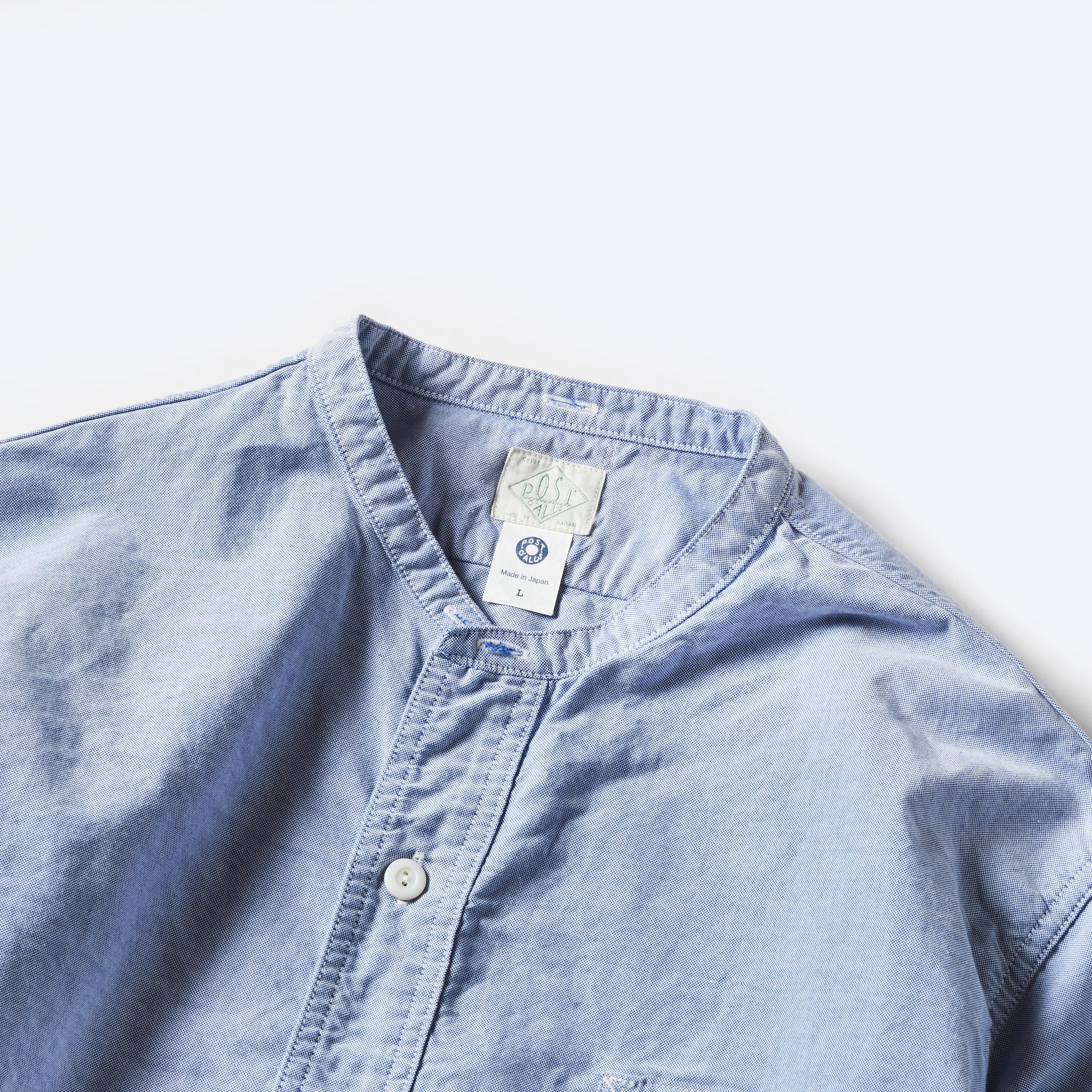 #1203-GOB Band Collar Shirt : good oxford blue