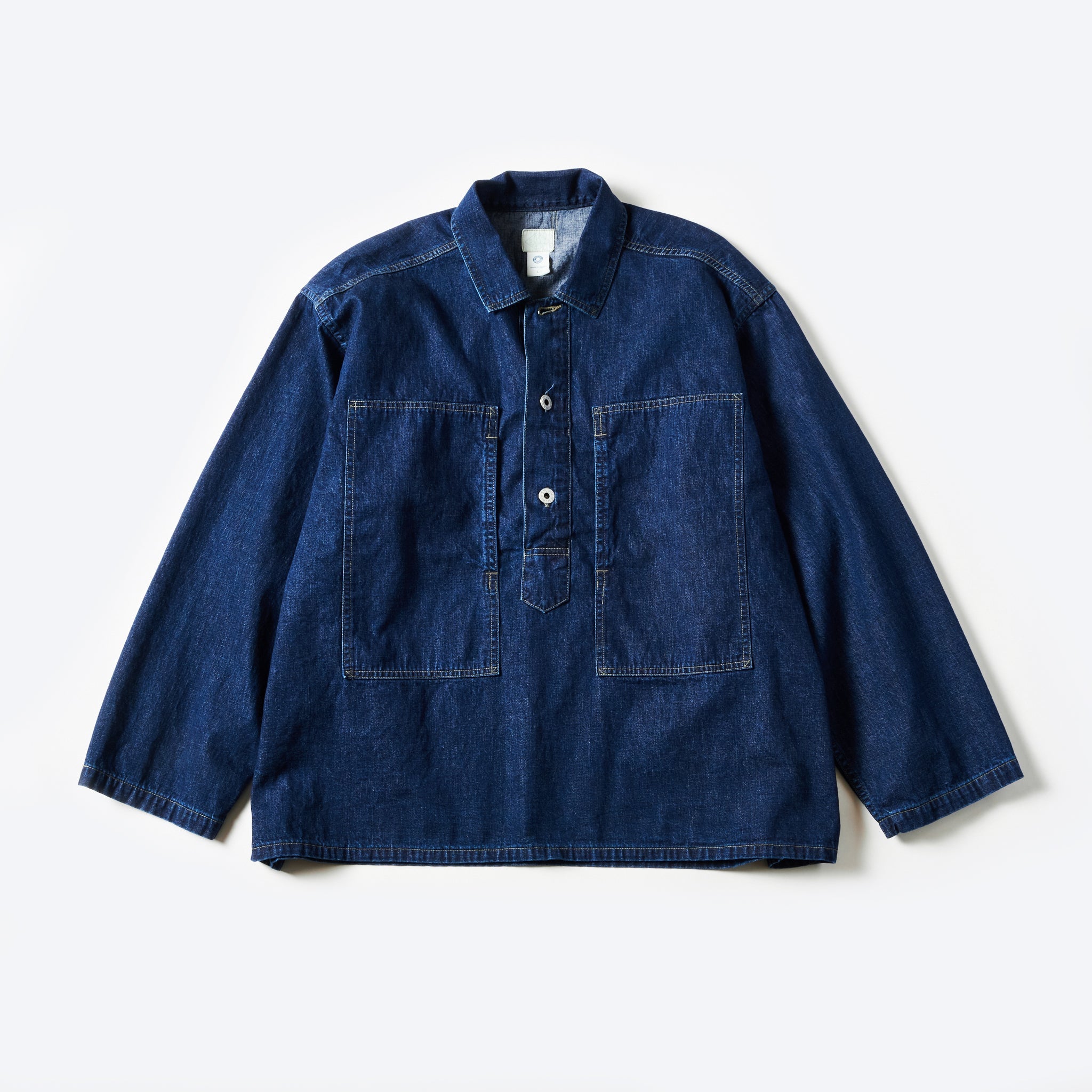 #1204-8DI ARMY Shirt : blue denim w/OD-yellow stitch indigo
