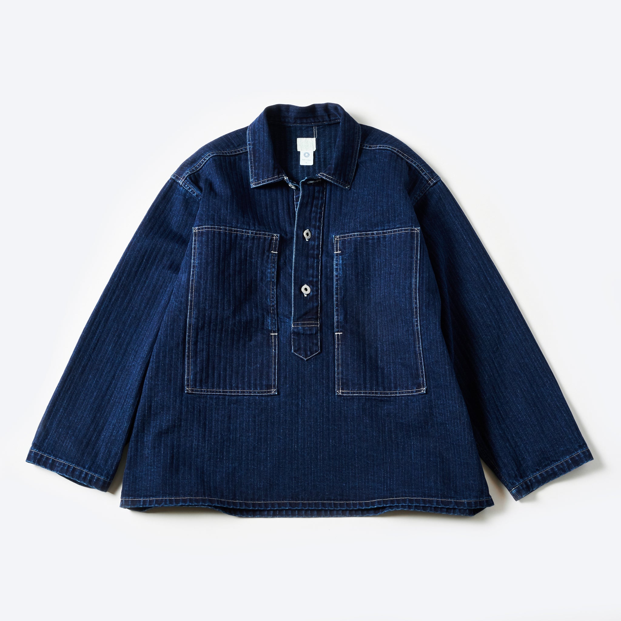 #1204-HBI ARMY Shirt : herringbone denim double indigo