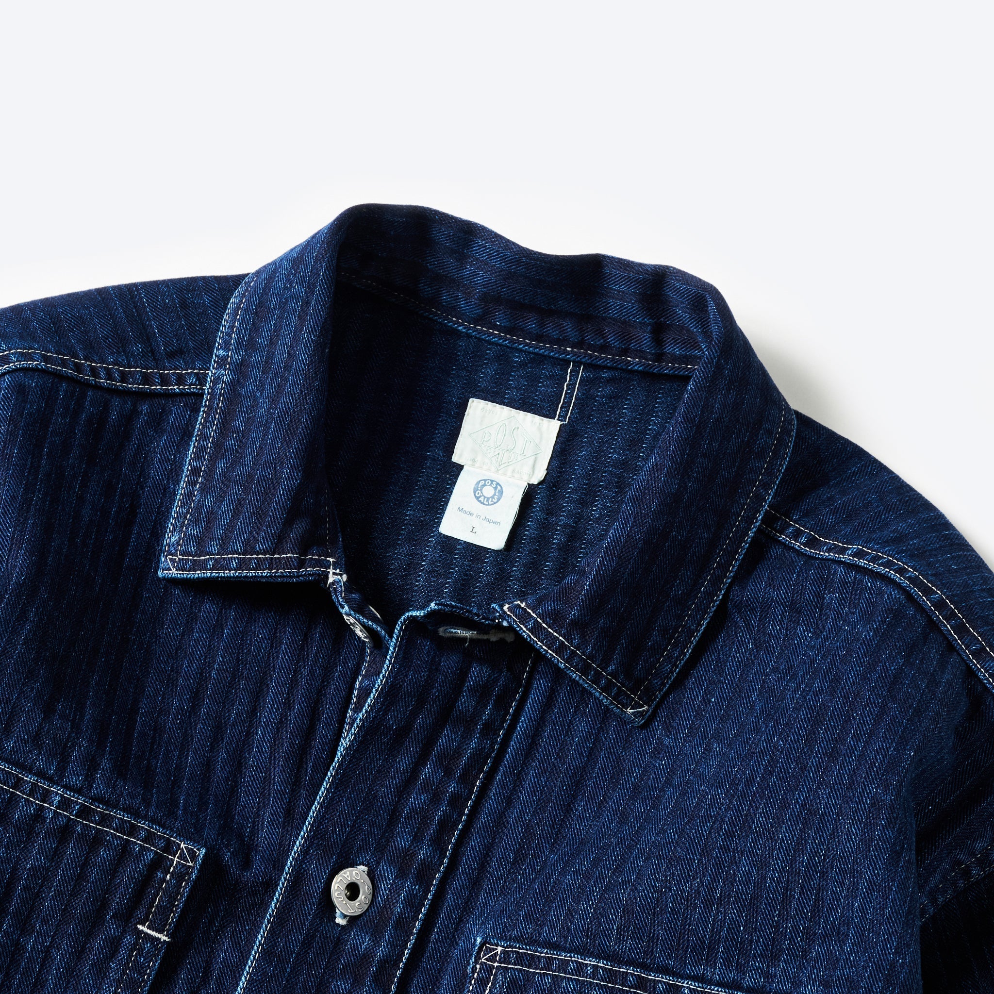 #1204-HBI ARMY Shirt : herringbone denim double indigo
