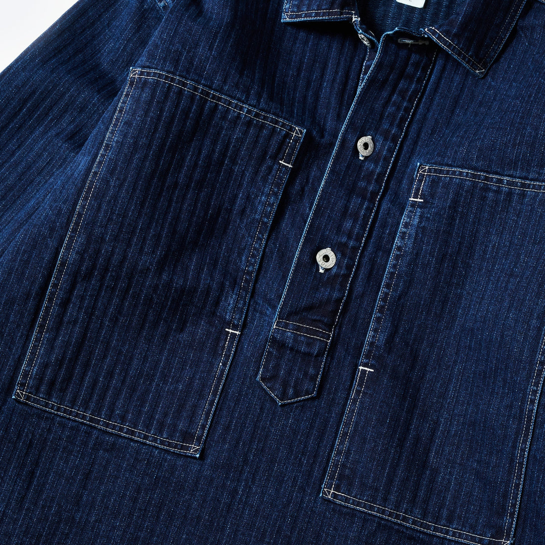 1204-HBI ARMY Shirt : herringbone denim double indigo – POST