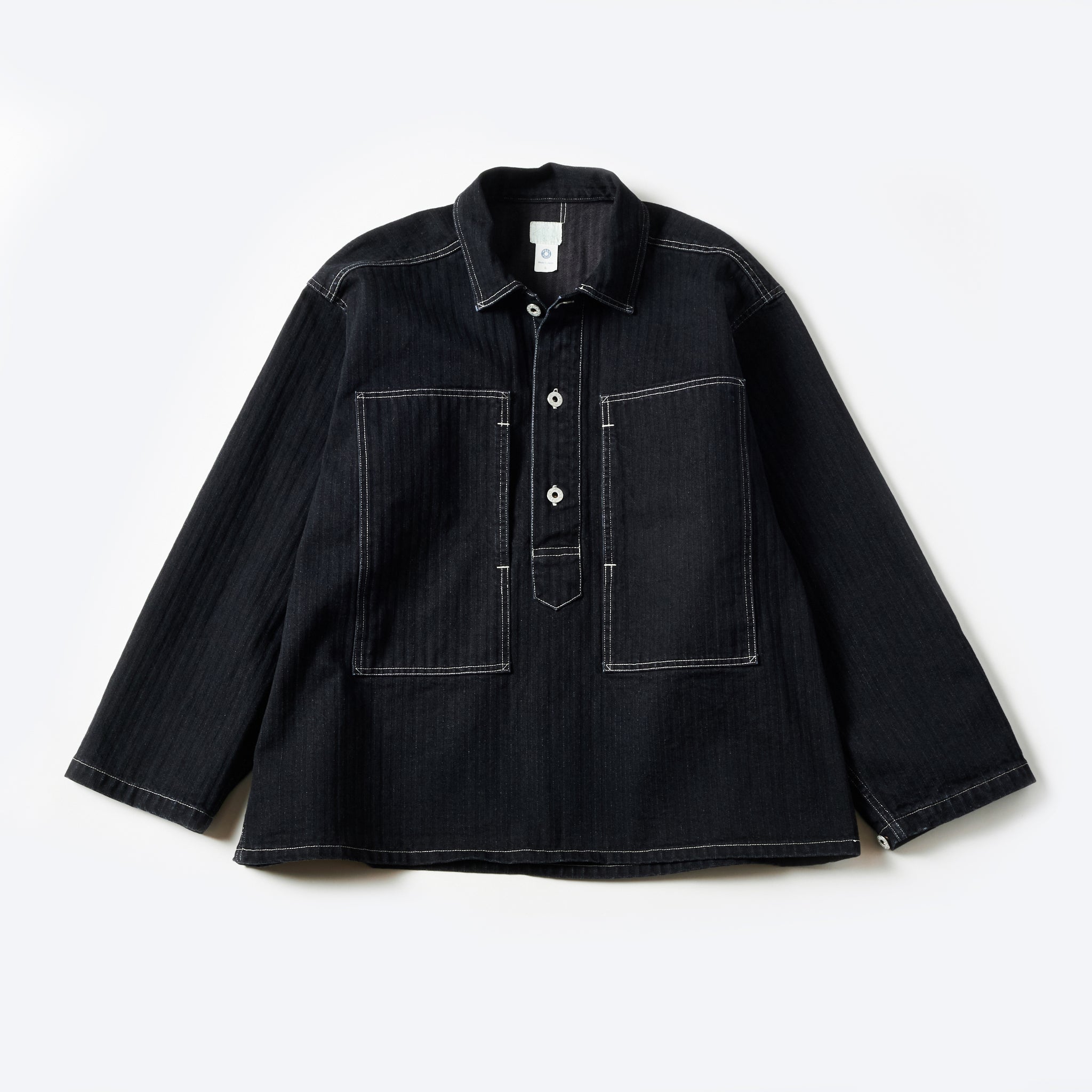 #1204-HBB ARMY Shirt : herringbone denim black