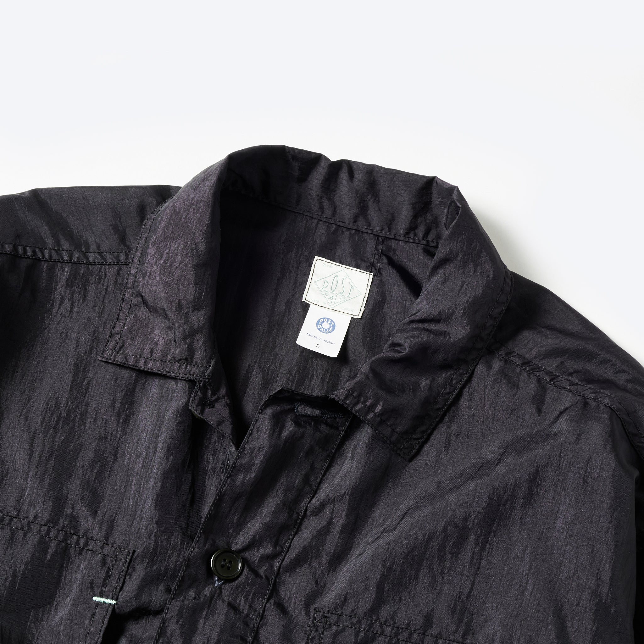 #1204-CTB ARMY Shirt : crinkle nylon taffeta black