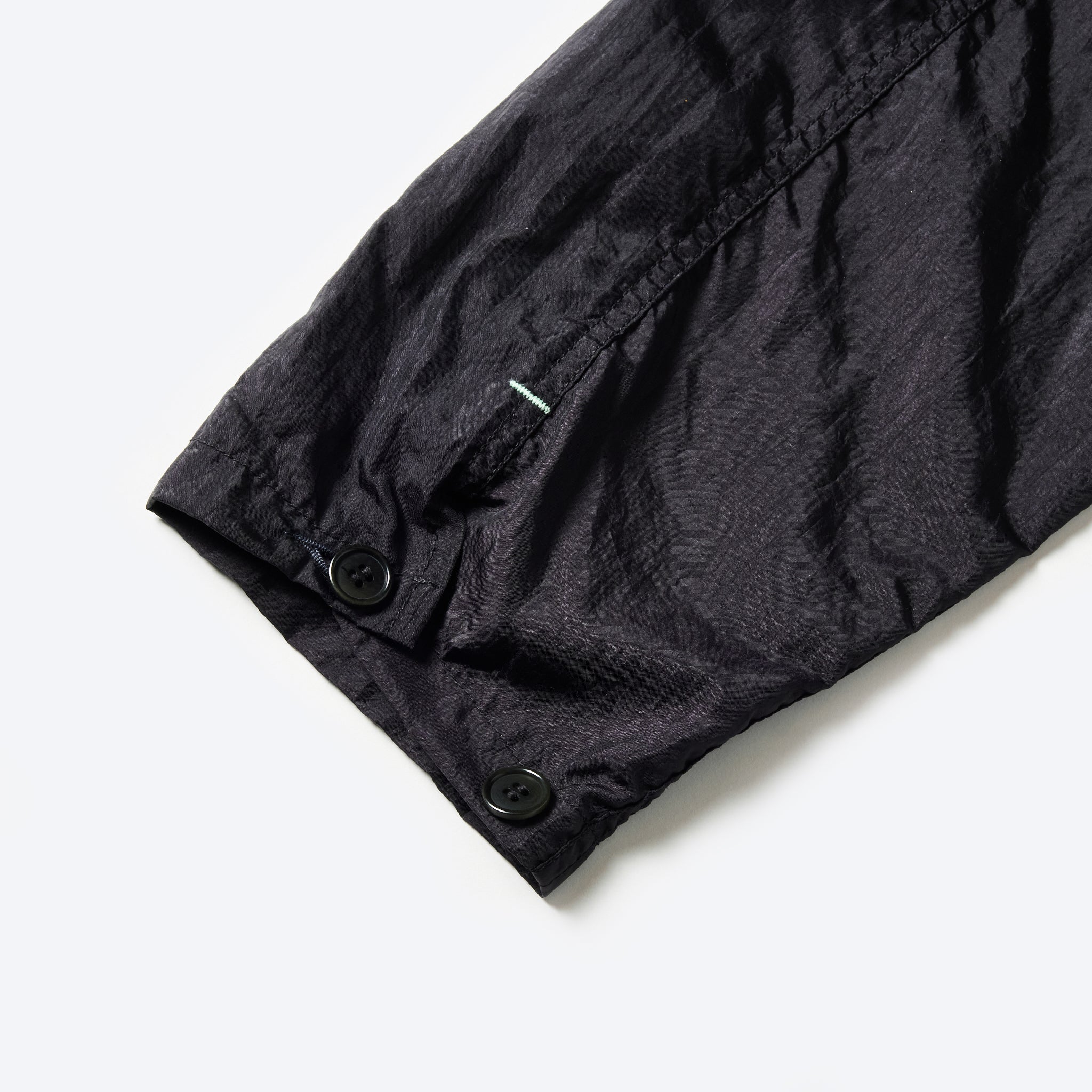 #1204-CTB ARMY Shirt : crinkle nylon taffeta black