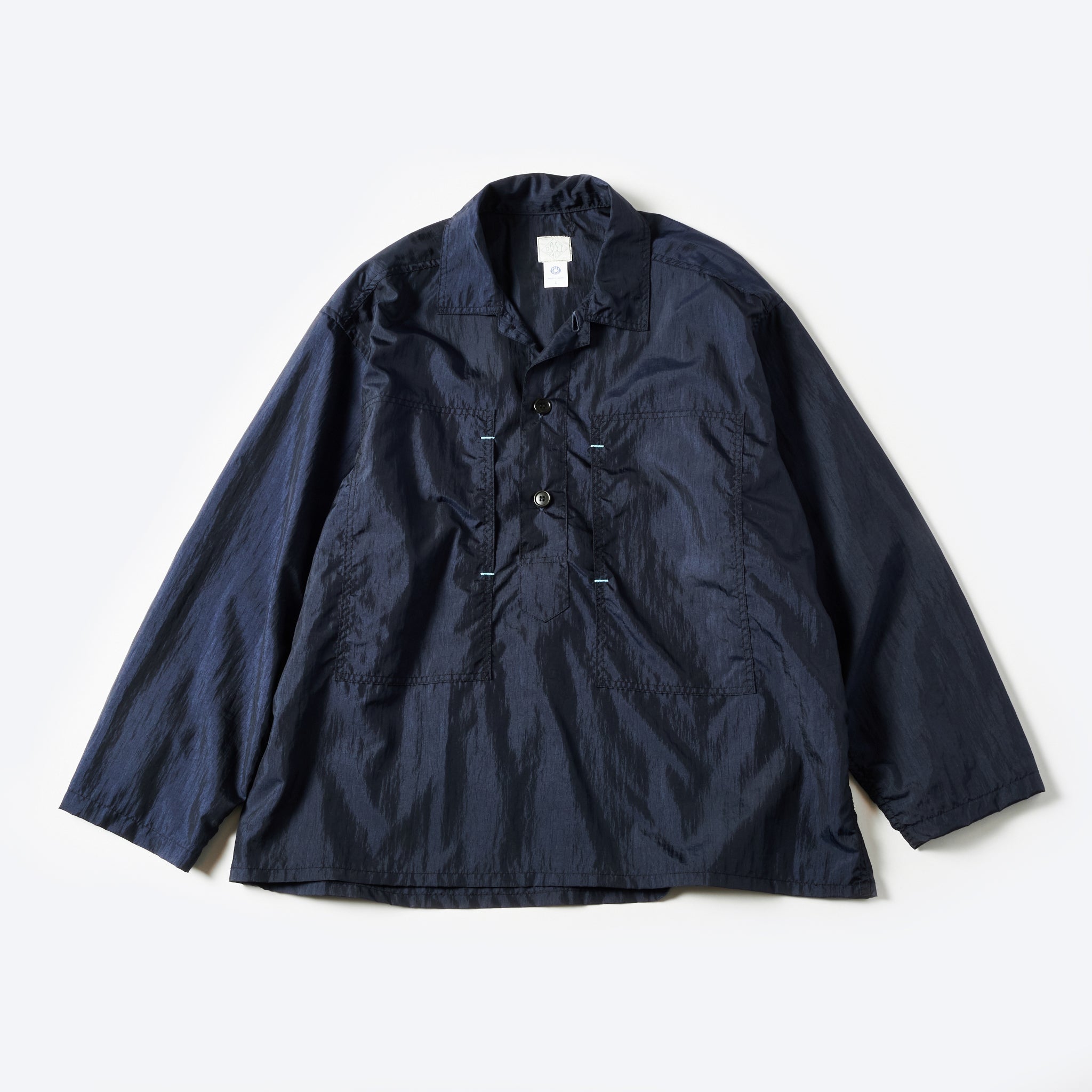 #1204-CTN ARMY Shirt : crinkle nylon taffeta navy