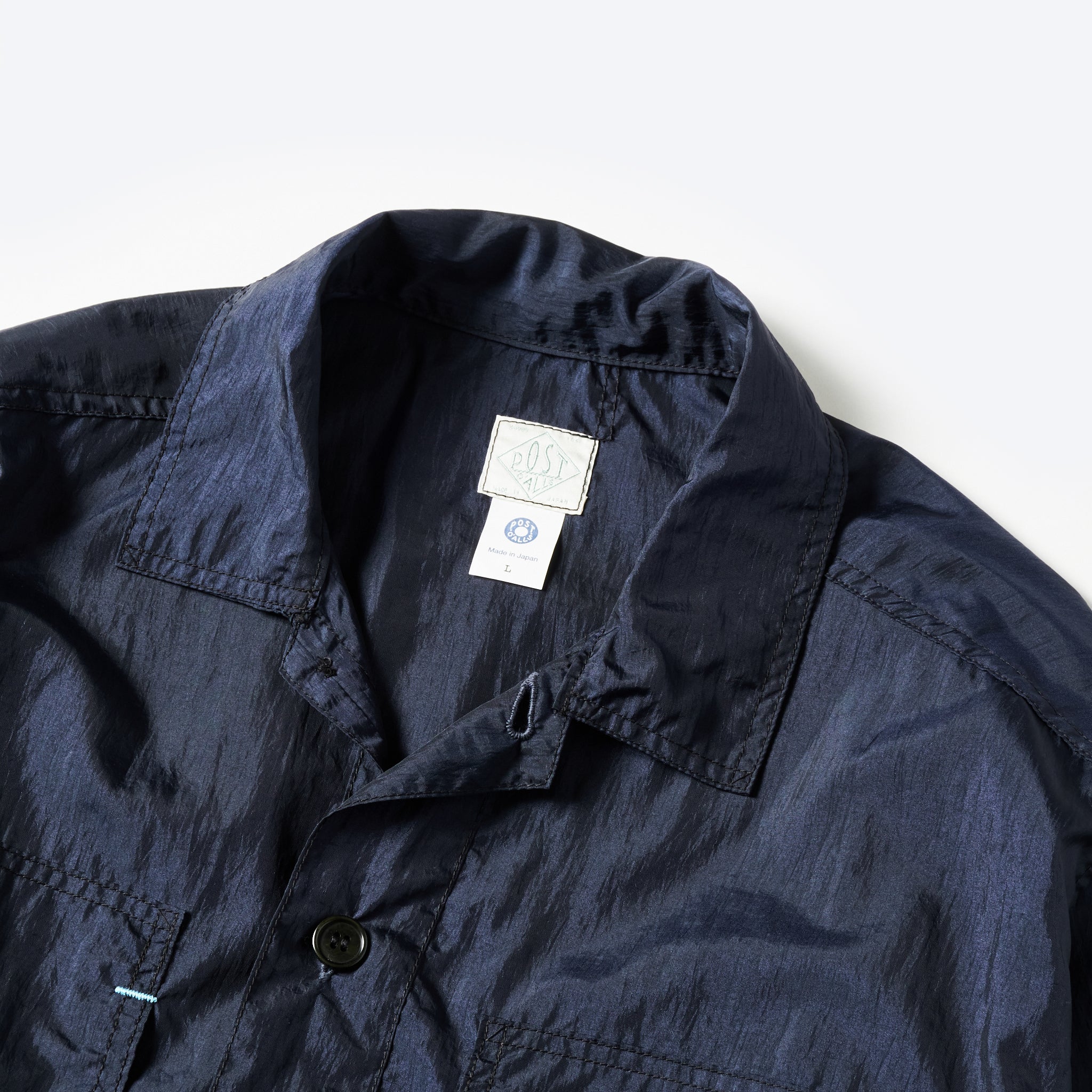 #1204-CTN ARMY Shirt : crinkle nylon taffeta navy