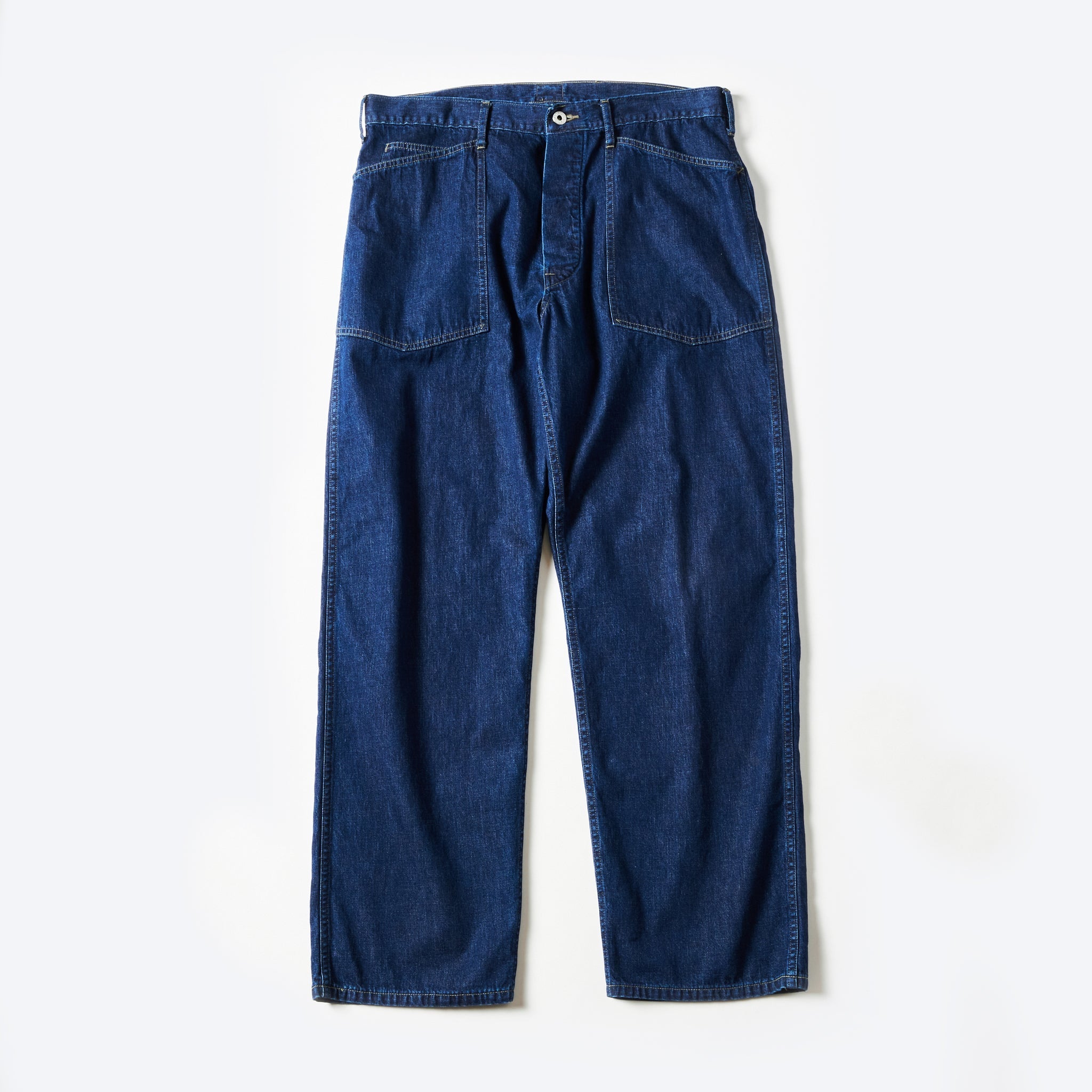 #1301-8DI ARMY Pants : blue denim w/OD-yellow stitch indigo