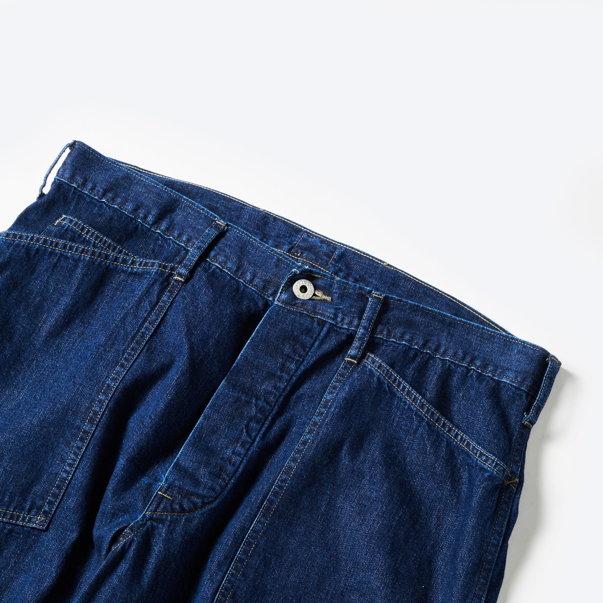 #1301-8DI ARMY Pants : blue denim w/OD-yellow stitch indigo