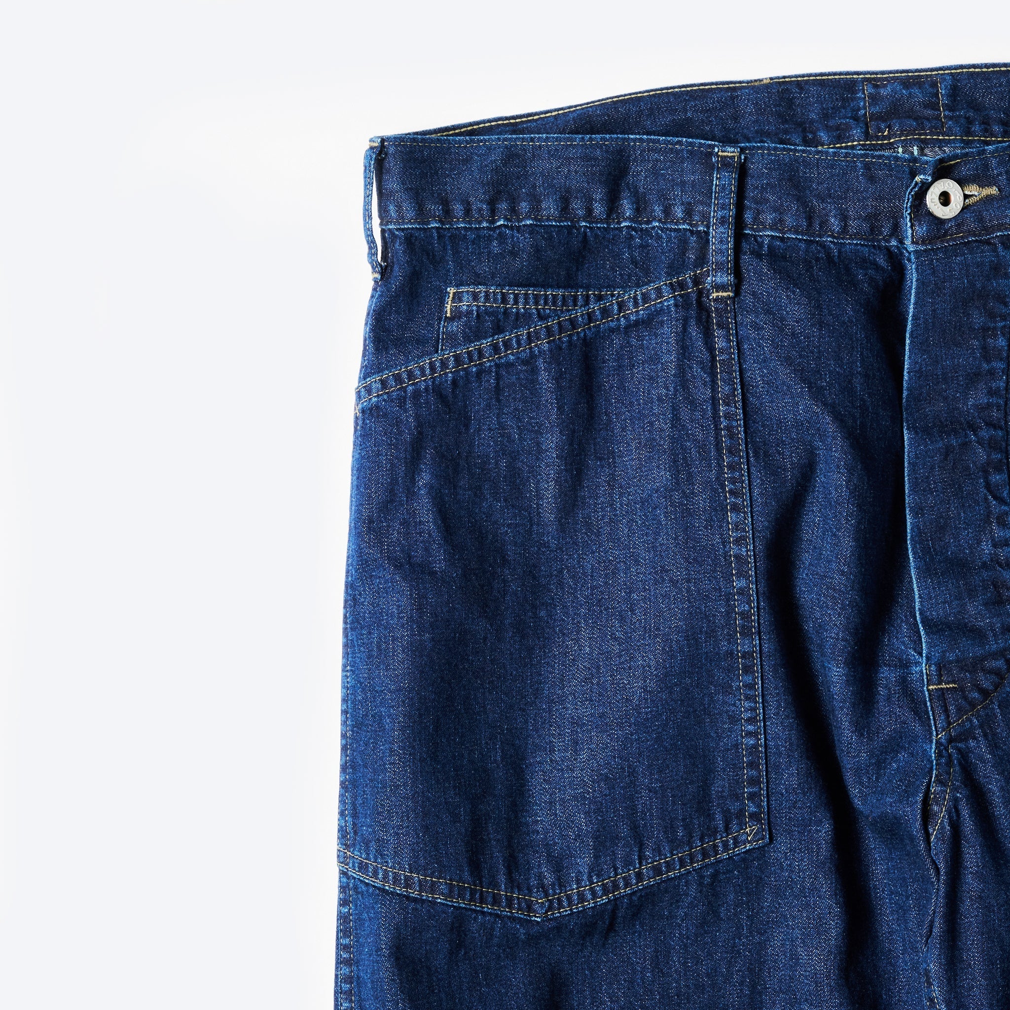 #1301-8DI ARMY Pants : blue denim w/OD-yellow stitch indigo