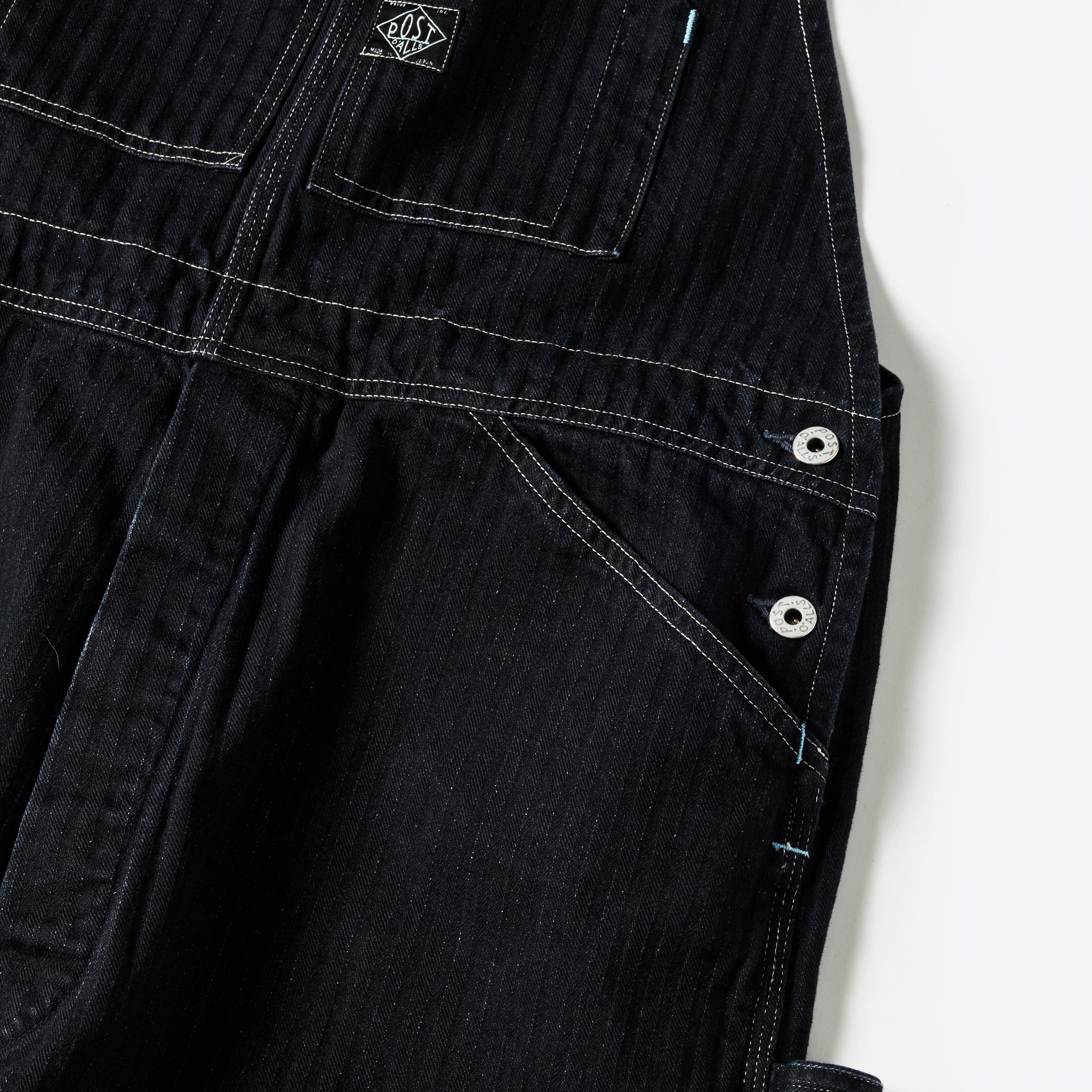 #1402-HBB No.2 Overalls : herringbone denim black