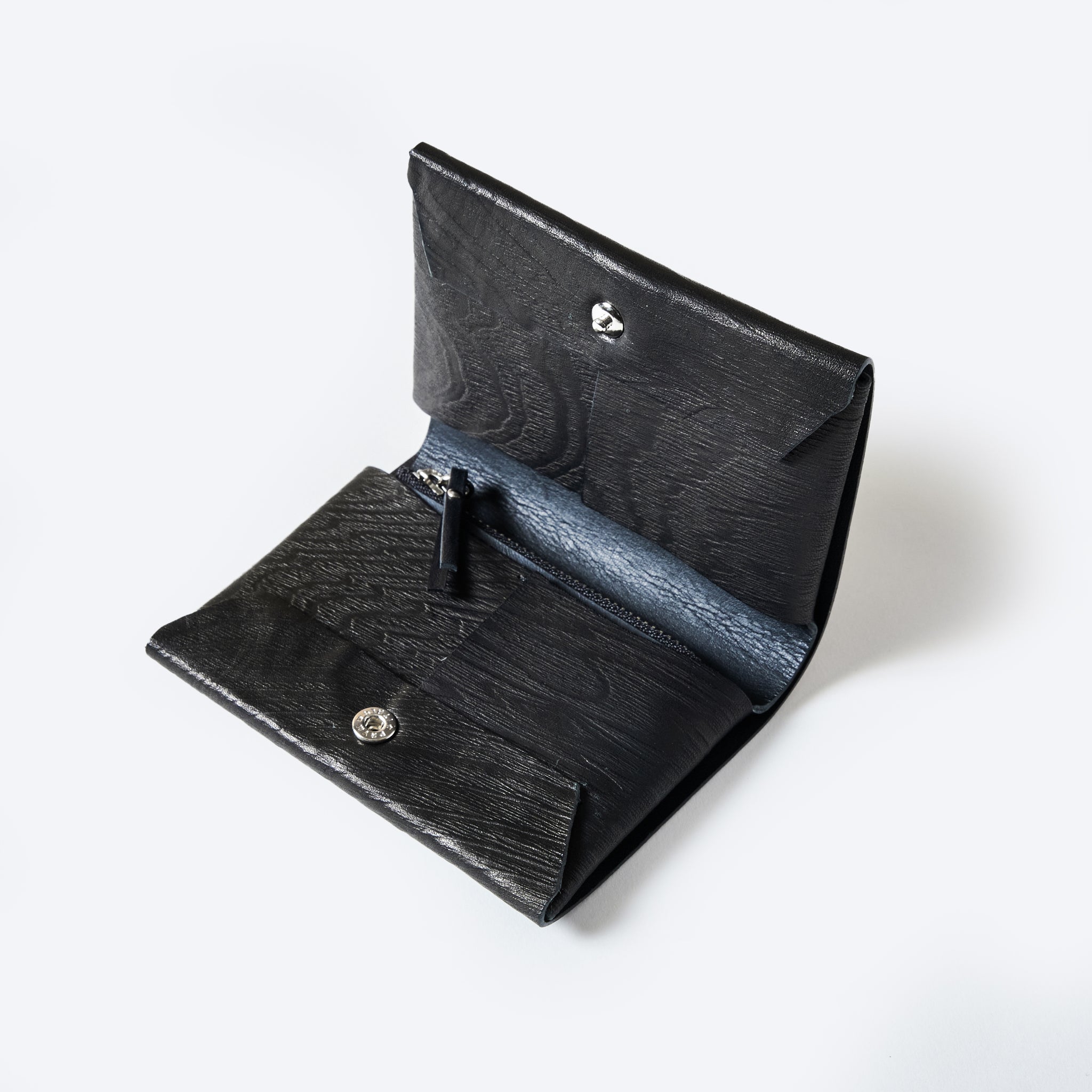#4211-PLB Plywood Leather Wallet : cow leather black