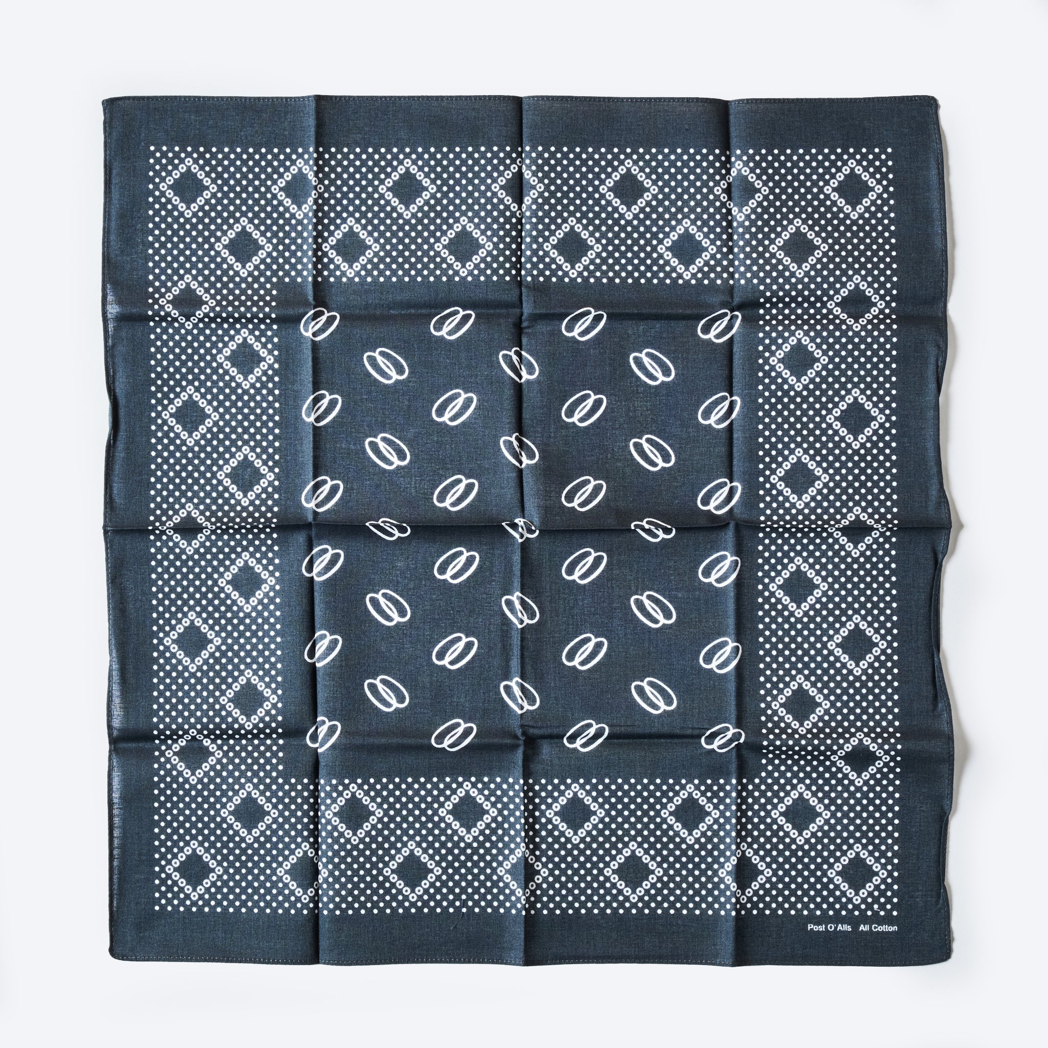 #4002-C Bean POST Bandana Hankie : bean charcoal 45 x 45