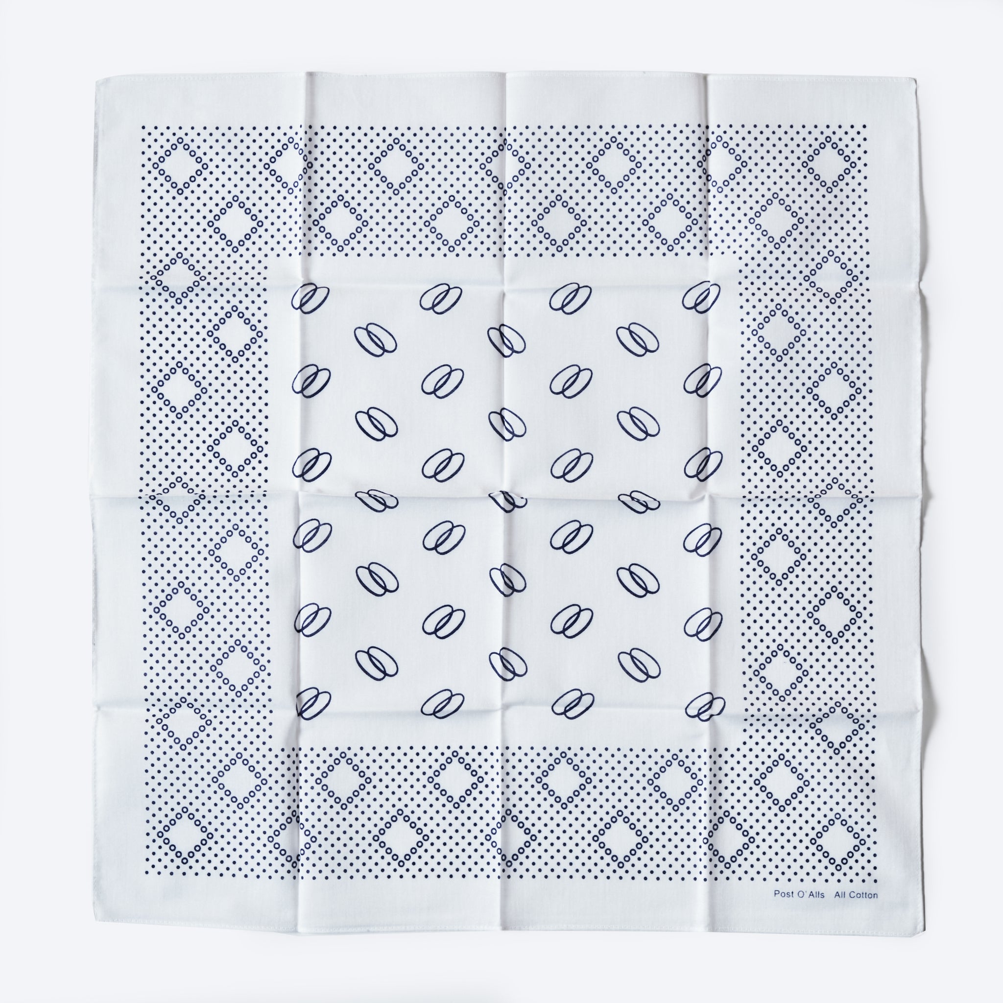 #4002-W Bean POST Bandana Hankie : bean white 45 x 45