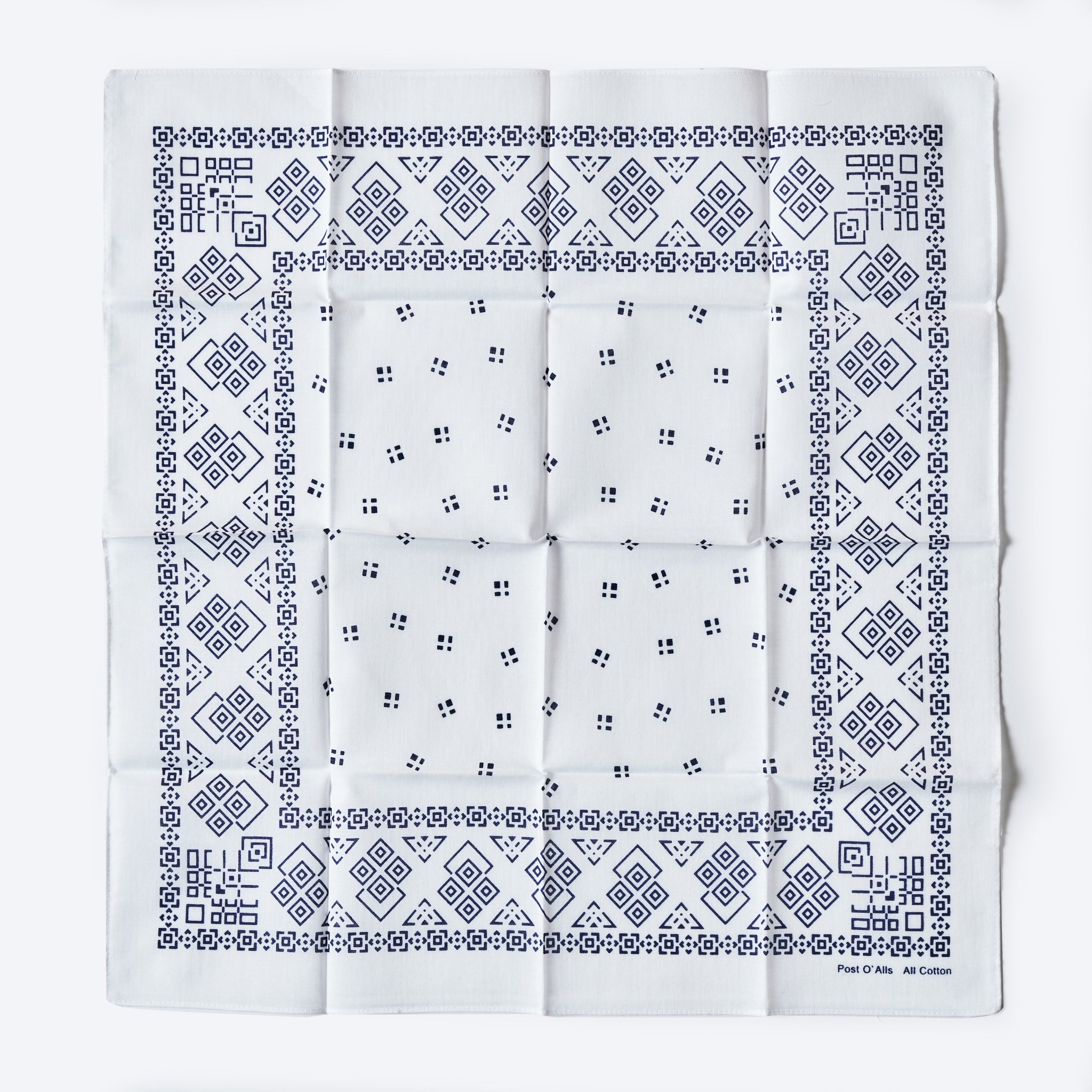 #4006-W Dia POST Bandana Hankie : dia white 45 x 45