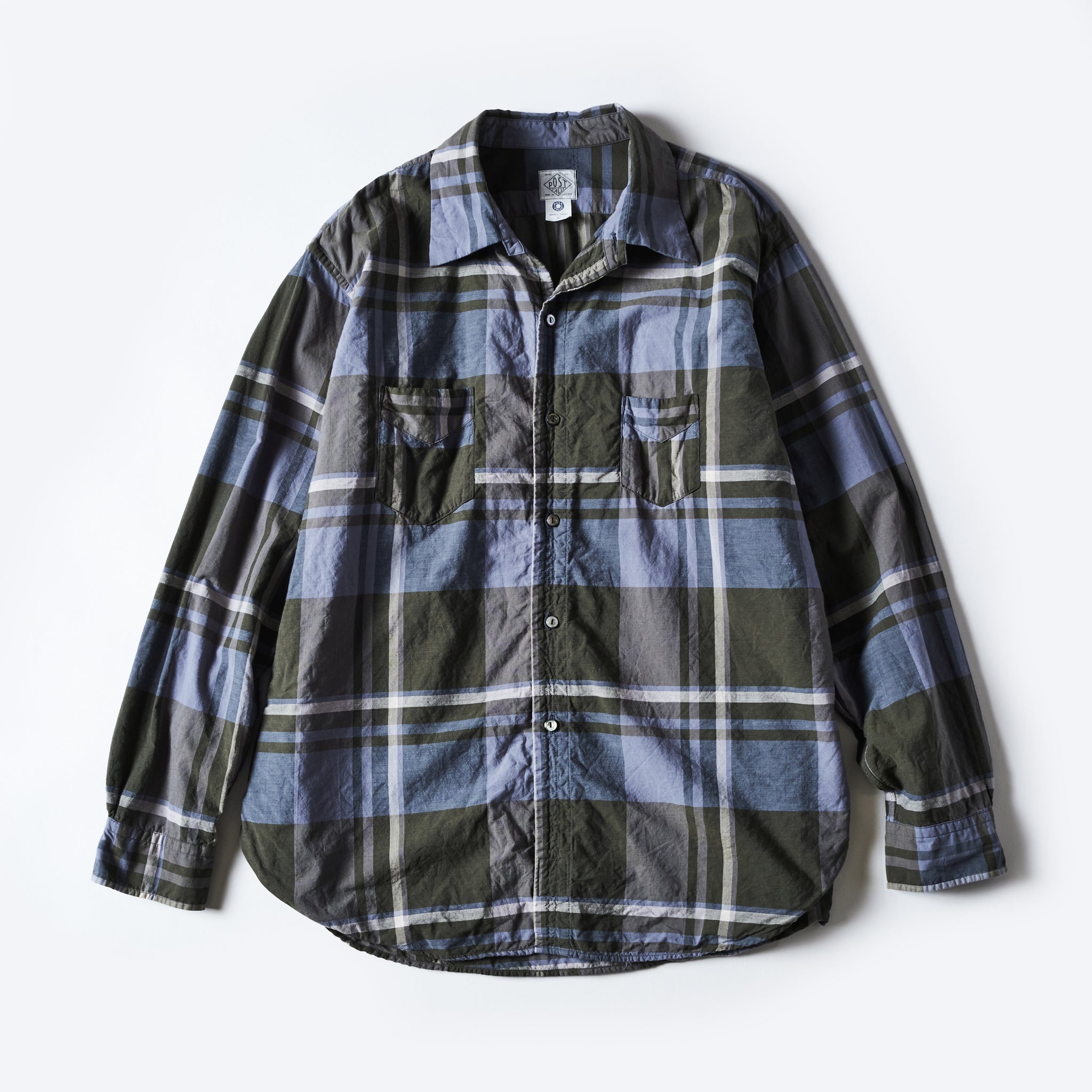 #3220W-FPW2 NEUTRA 5-W : feather chambray plaid W-ply moss