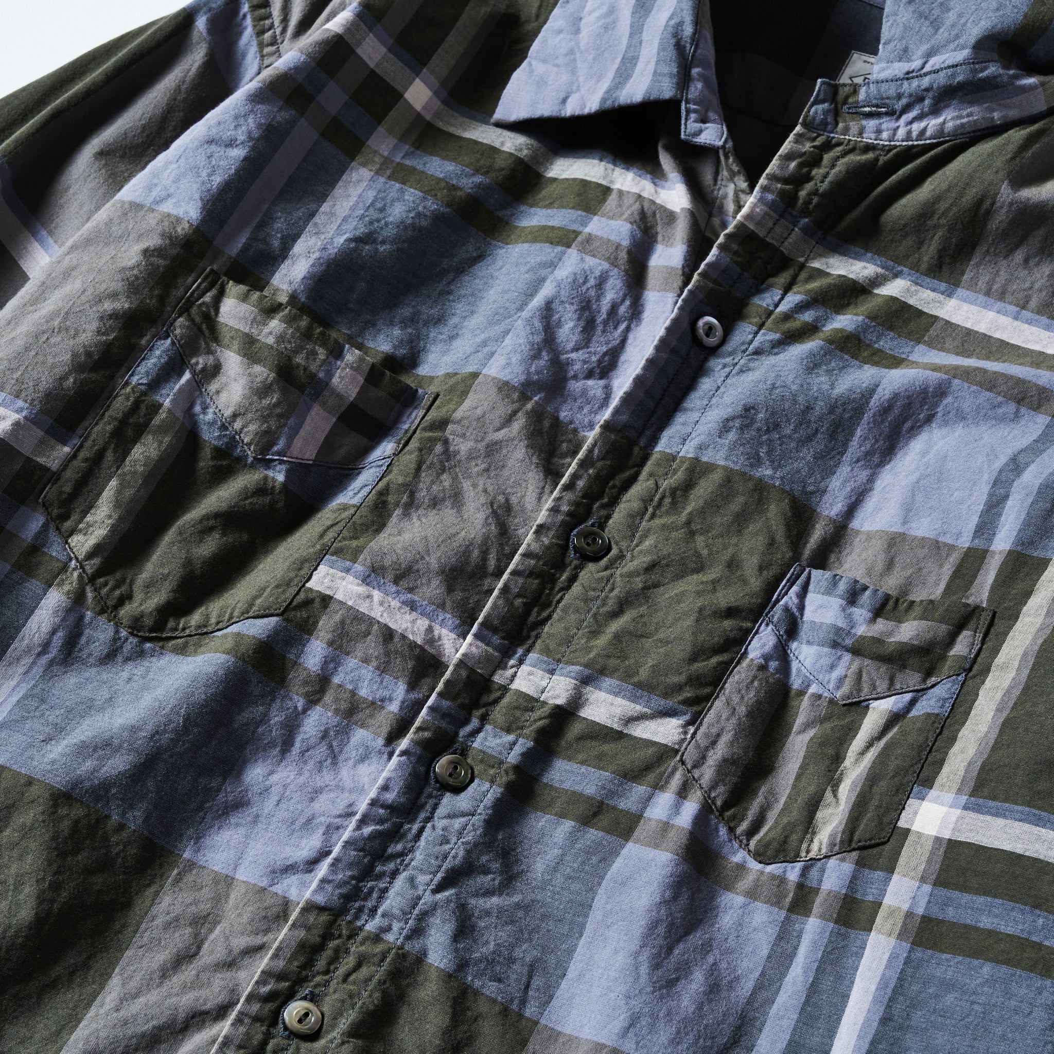#3220W-FPW2 NEUTRA 5-W : feather chambray plaid W-ply moss