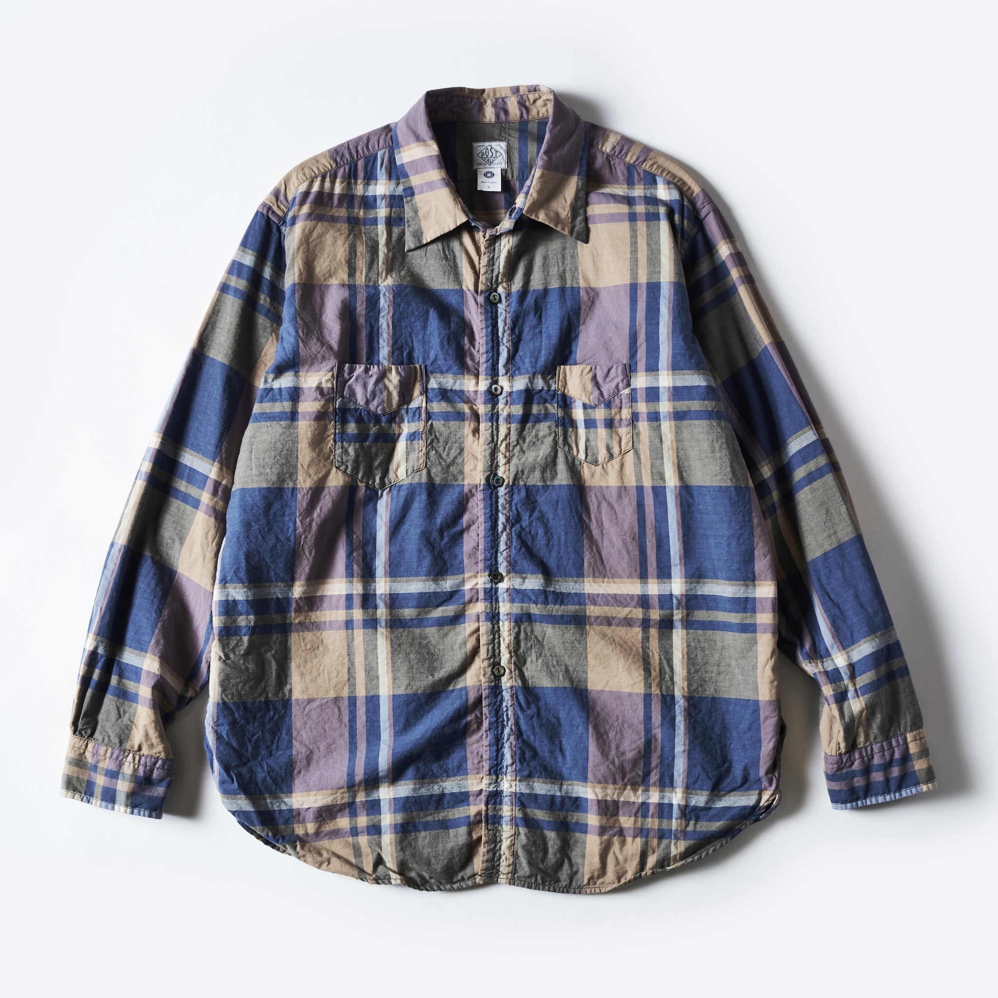 #3220W-FPW1 NEUTRA 5-W : feather chambray plaid W-ply blue