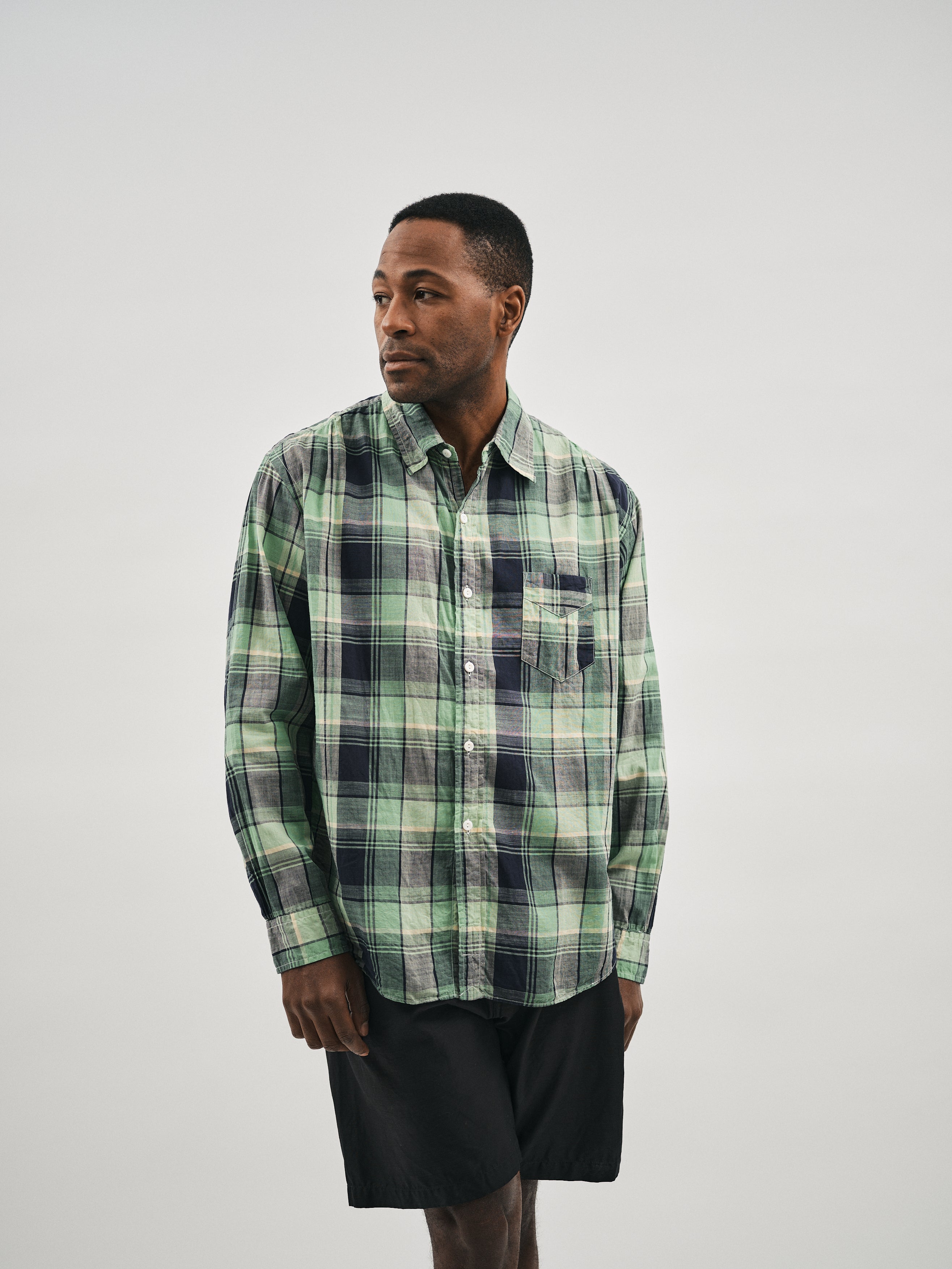 #3232-CPG Original BL Shirt : cotton plaid green