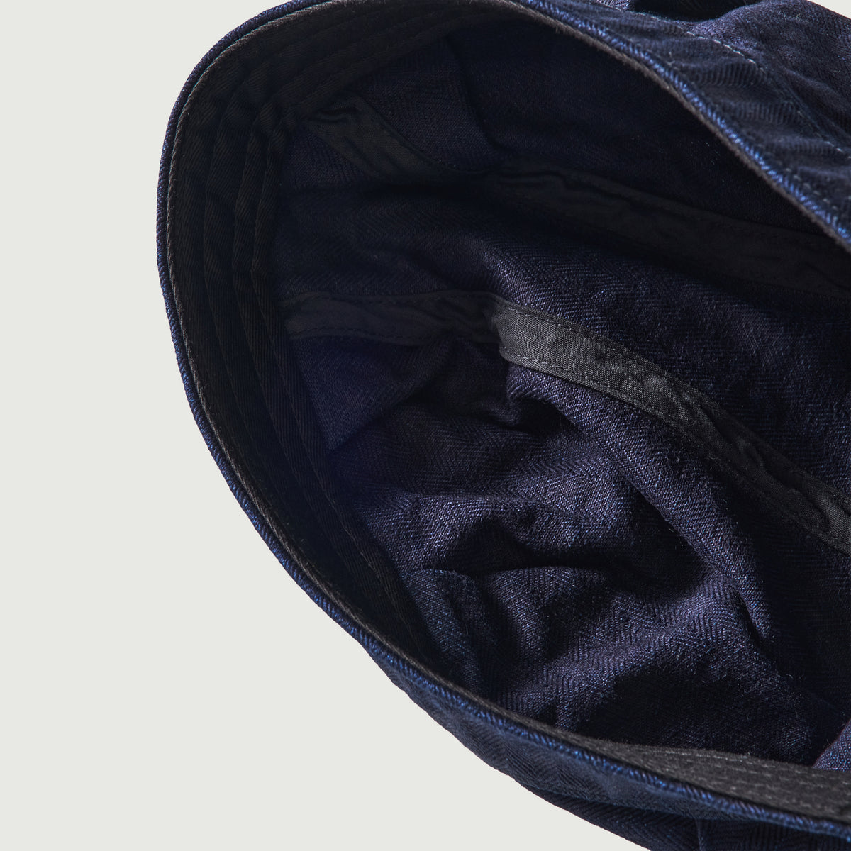 #1601-HBI Engineers' Cap : herringbone denim double indigo