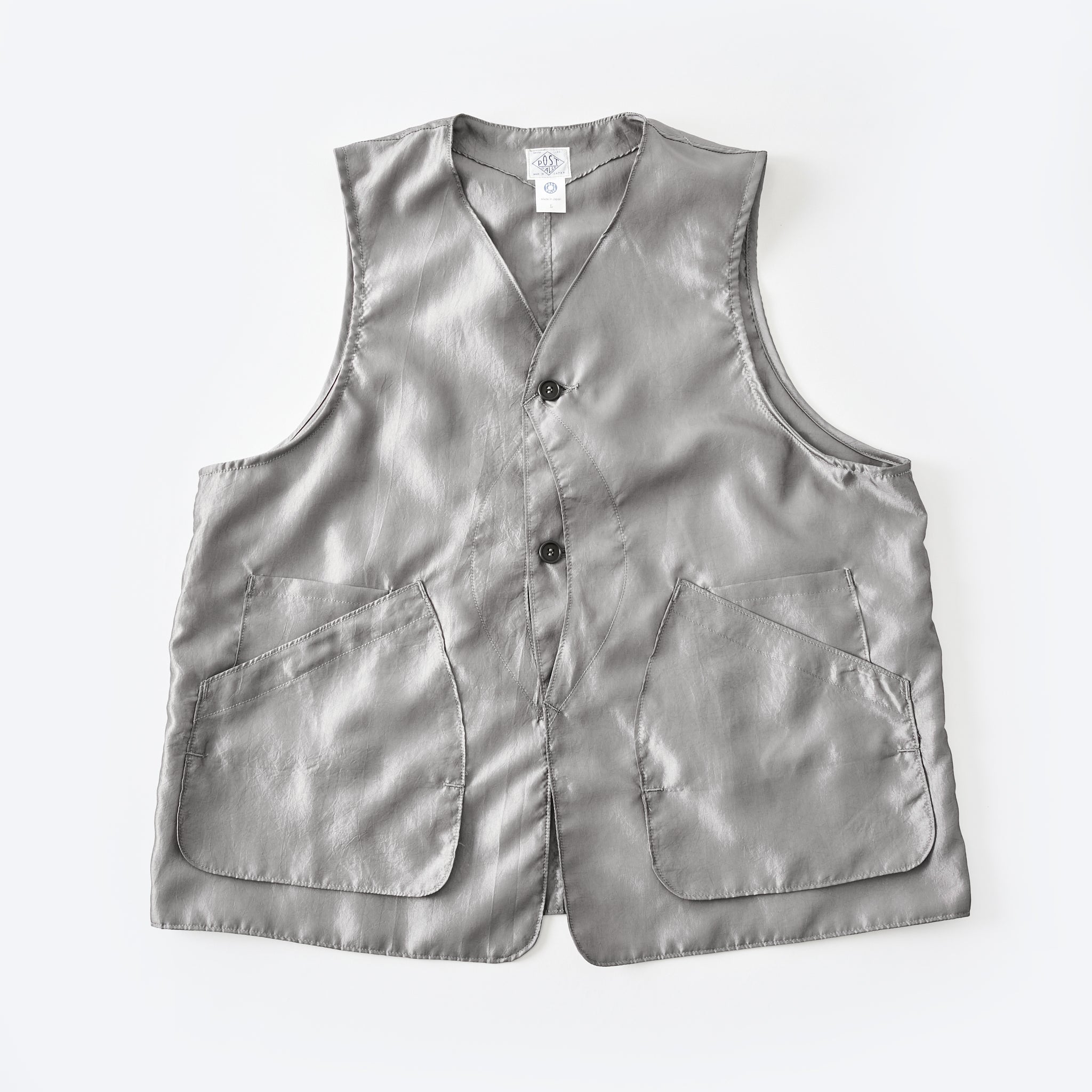 #3503-MTS DEE Vest 2 : metallic taffeta silver grey
