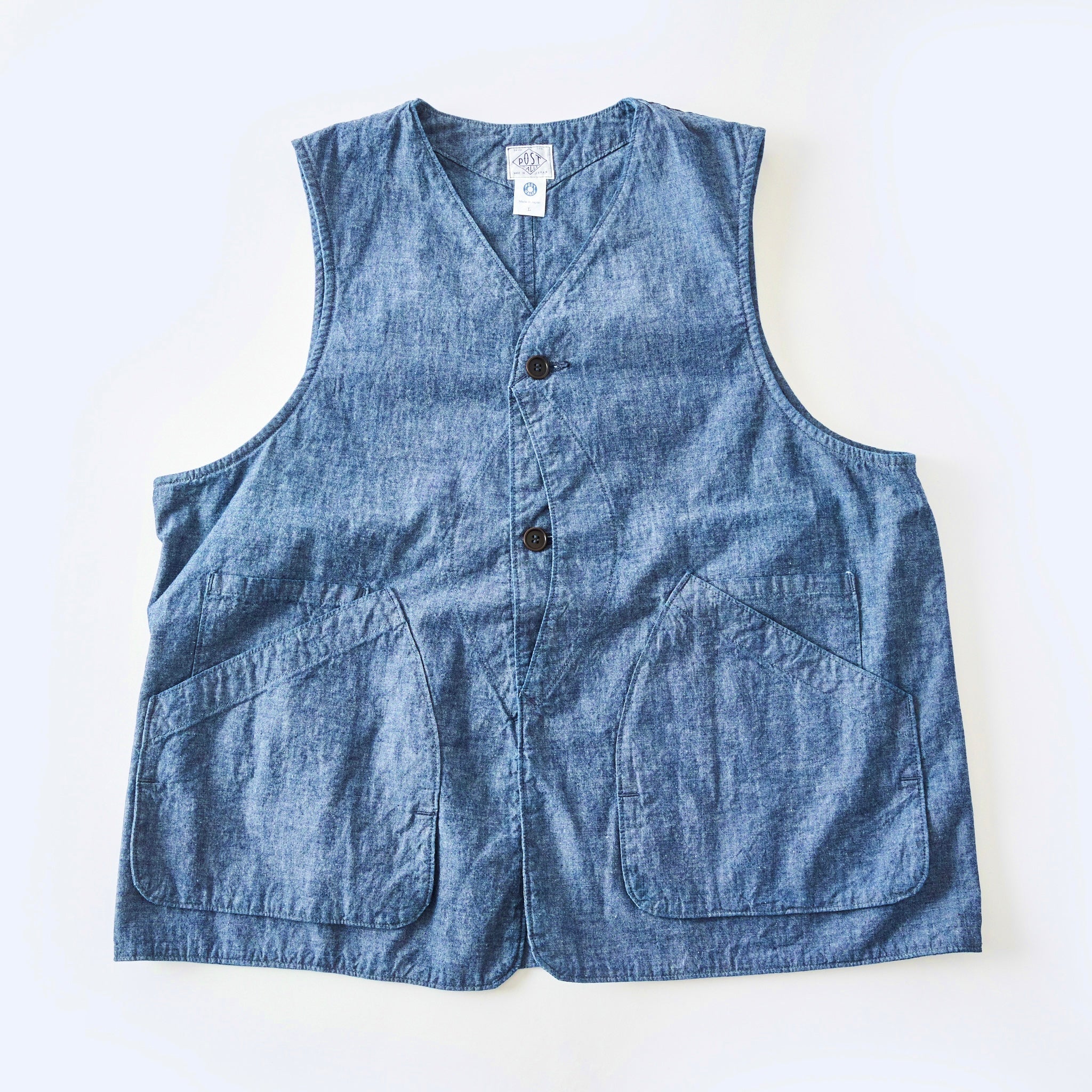 #3503-MC DEE Vest 2 : medium weight chambray indigo