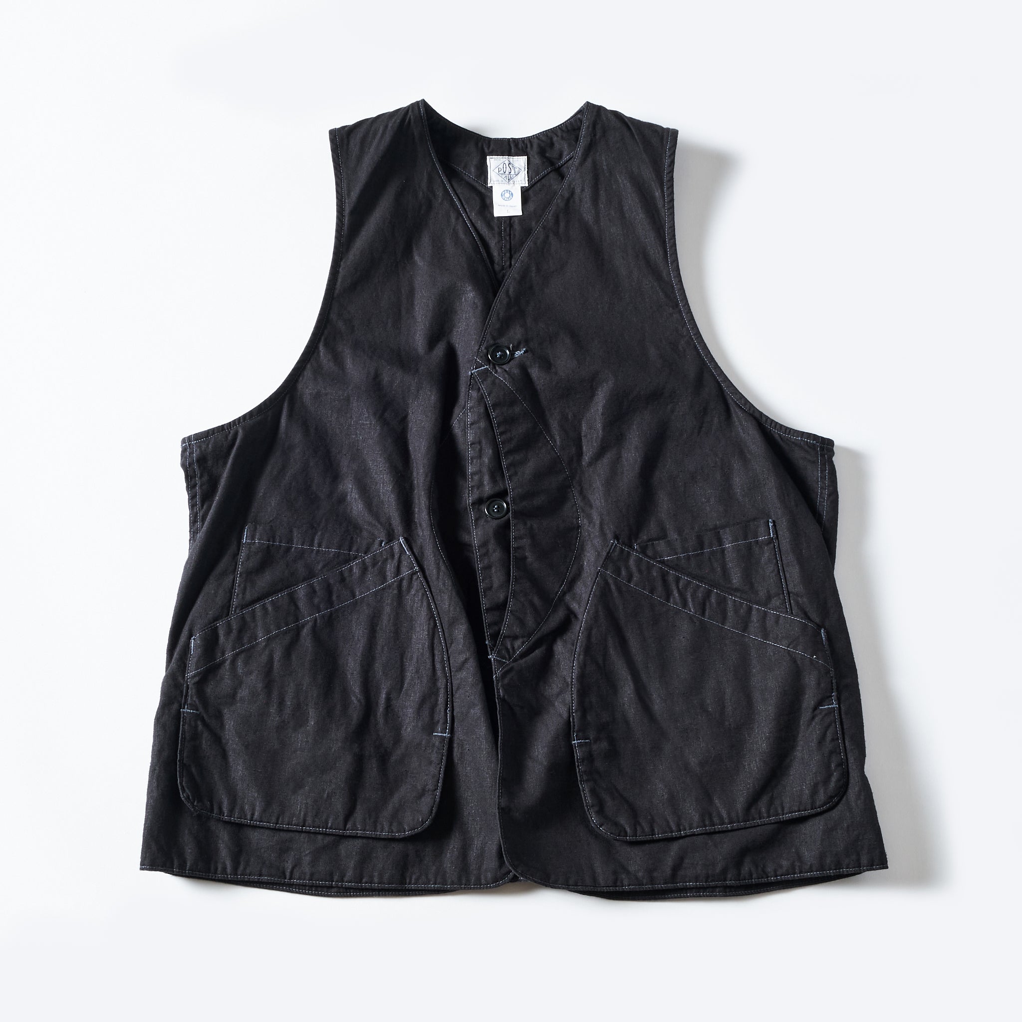#3502-HCP4 DEE Vest: hemp/cotton poplin black