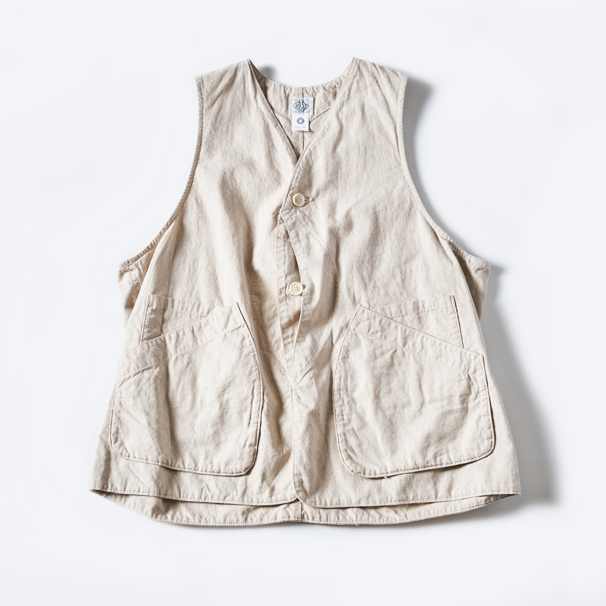 #3502-HCP1 DEE Vest: hemp/cotton poplin natural