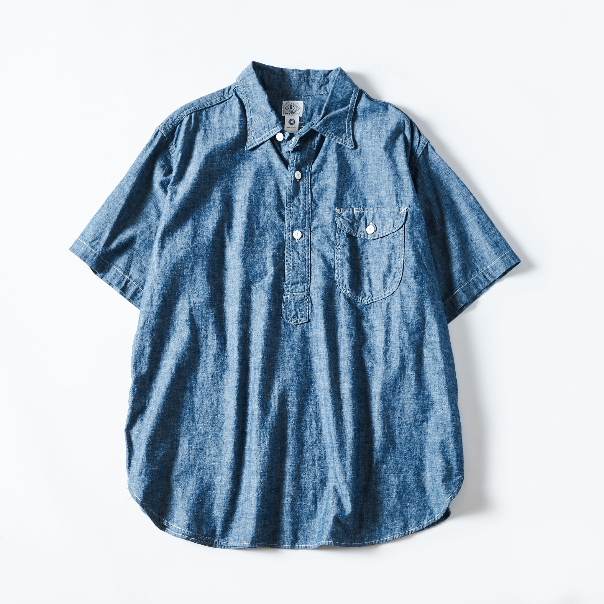 #3219S-CC New Basic Pullover Shirt S/S : classic chambray indigo