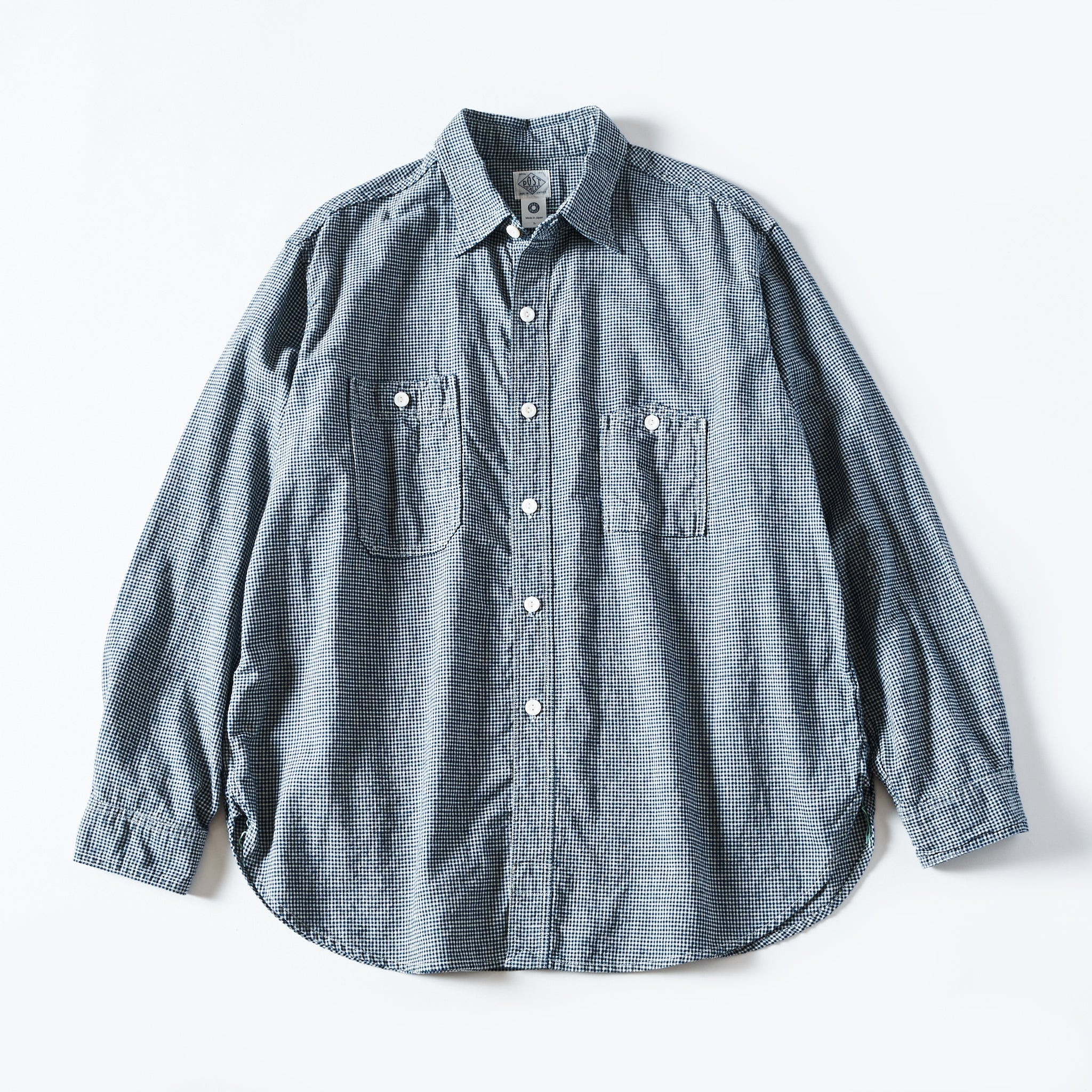 #1206-CLG No.6 Shirt: cotton/linen gingham indigo