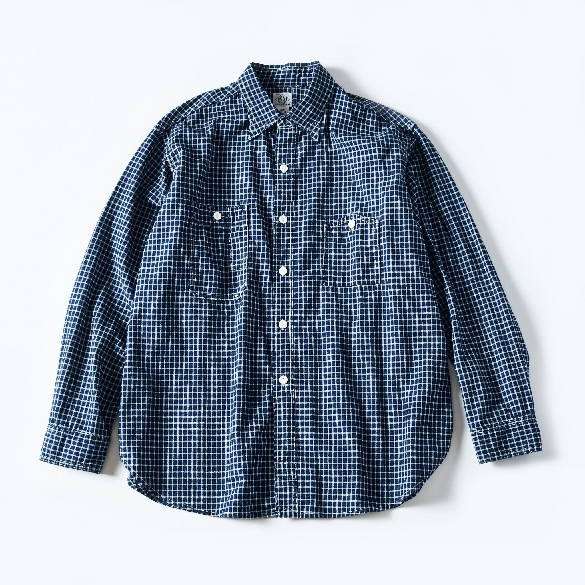 #1206-CLC1 No.6 Shirt: cotton/linen check 1 indigo