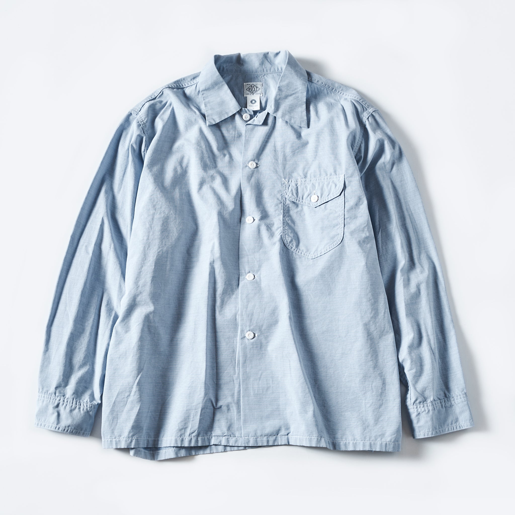 #1208B-HMS New Basic Shirt : horizontal mini stripe blue
