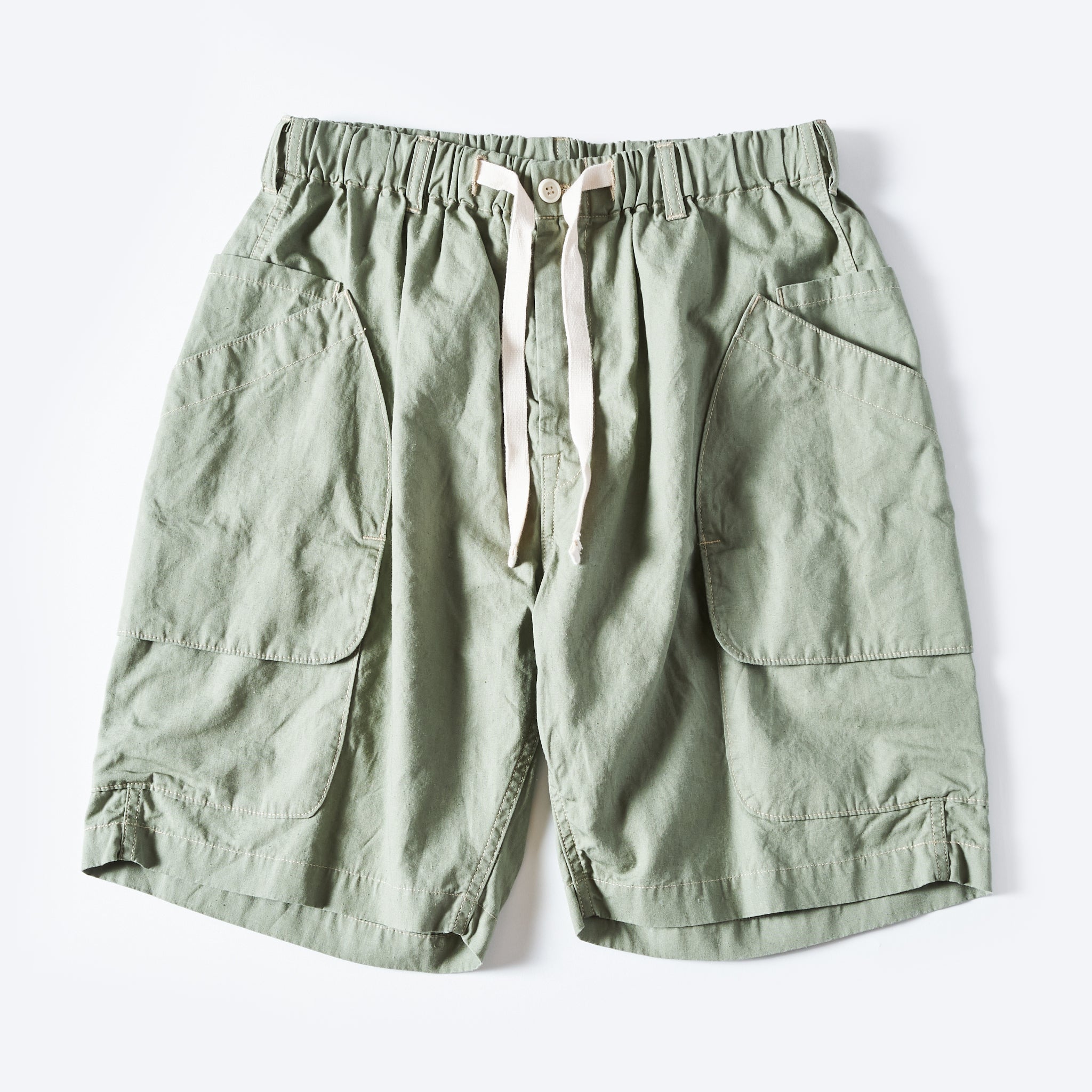 [PRE-ORDER SUMMER] #2323E-HCP2 ​​EZ DEE's Shorts : hemp/cotton poplin sage