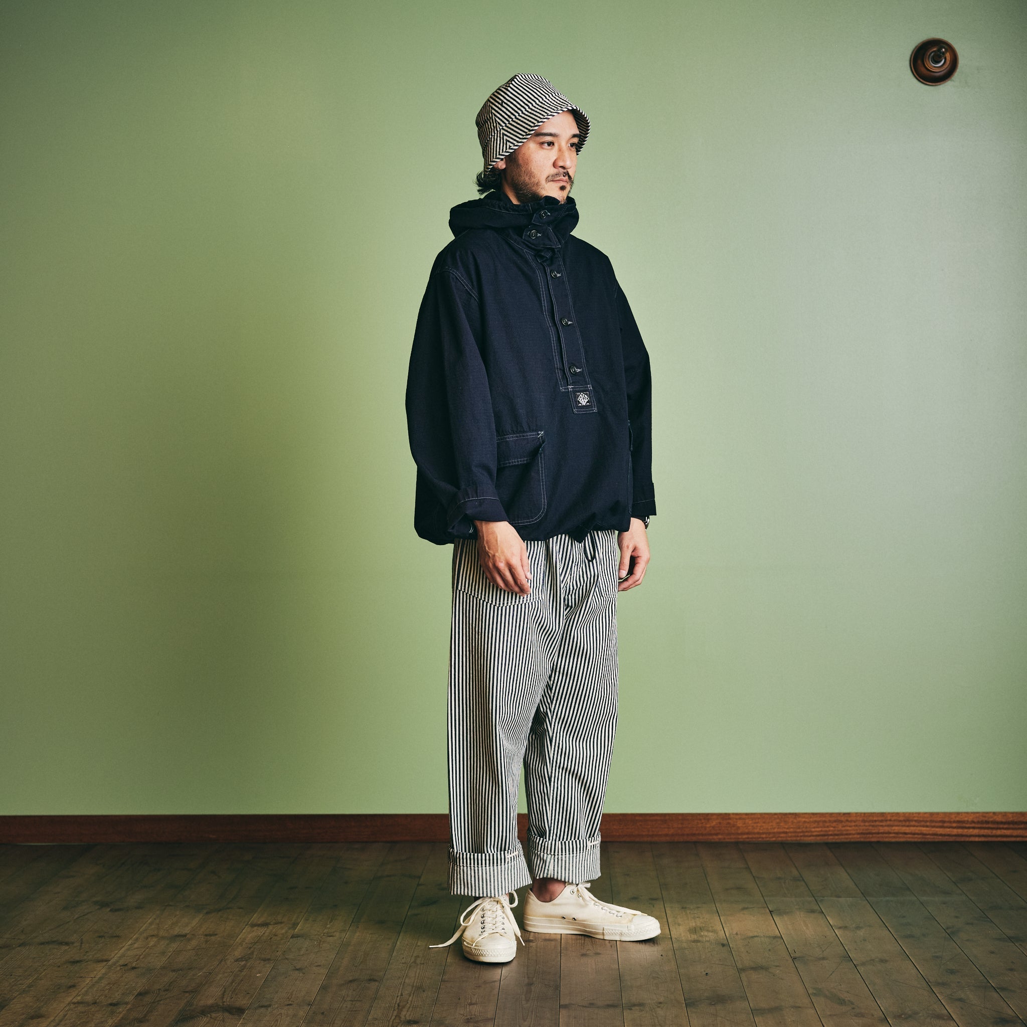 #1105-CRI NAVY Parka: cotton ripstop indigo