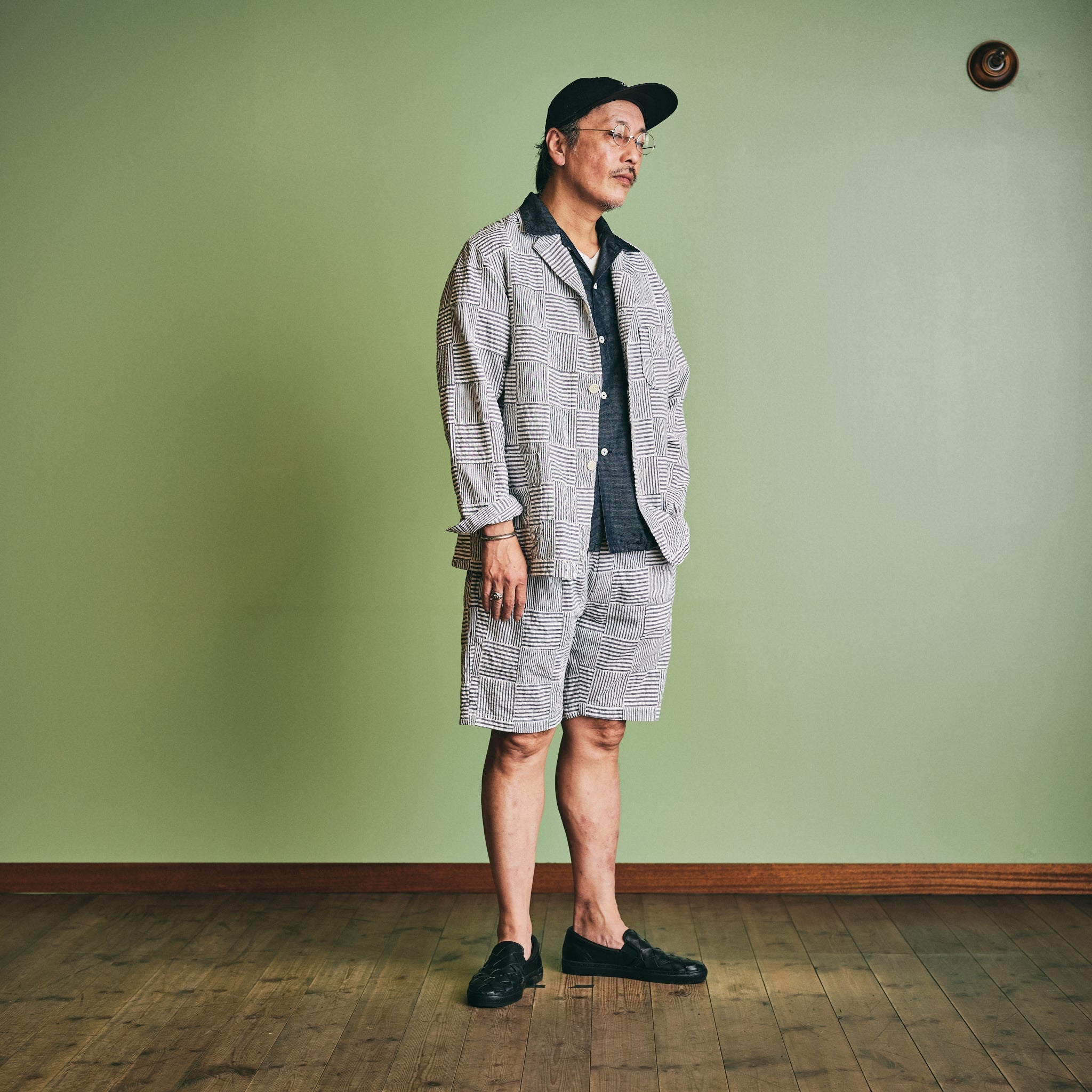 [PRE-ORDER SUMMER] #3315S-SPS EZ Lax 4 Shorts : summer patchwork seersucker gray
