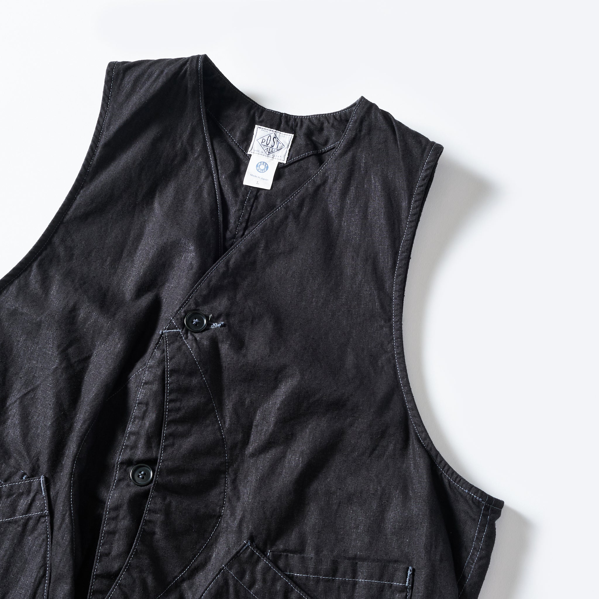 #3502-HCP4 DEE Vest: hemp/cotton poplin black