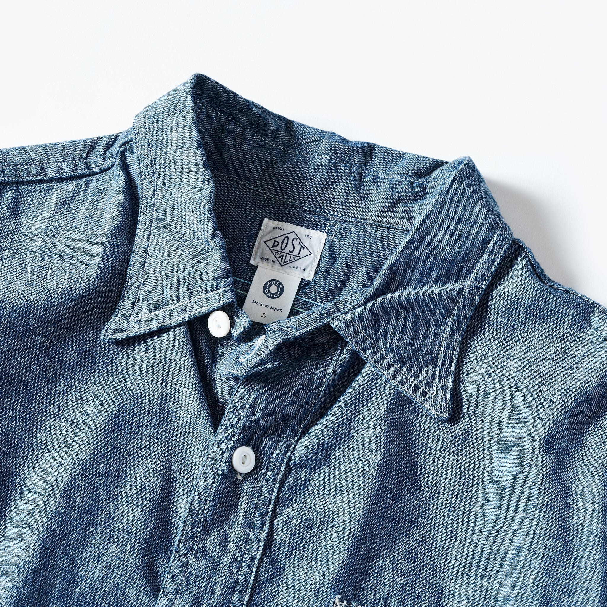 #3219S-CC New Basic Pullover Shirt S/S : classic chambray indigo