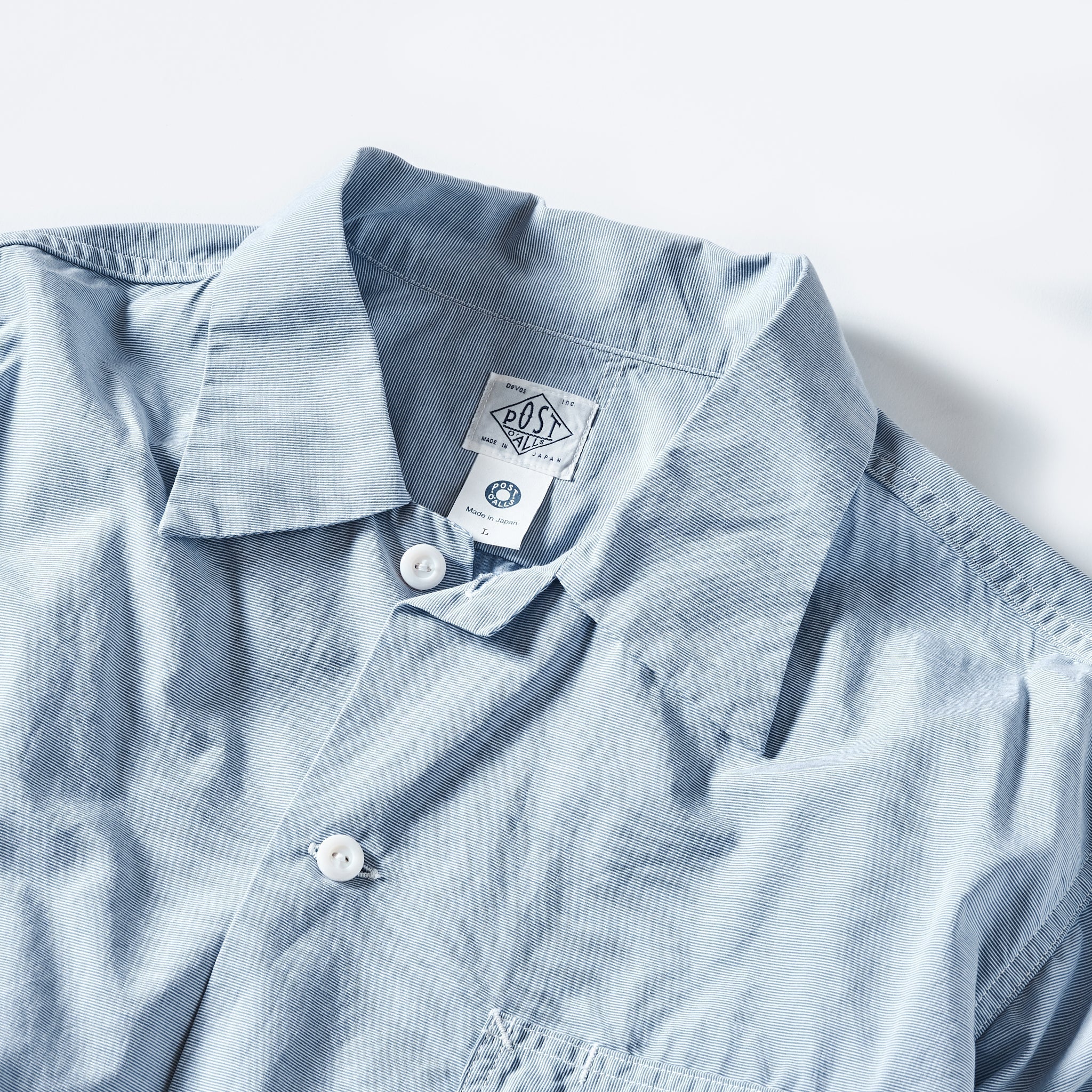 #1208B-HMS New Basic Shirt : horizontal mini stripe blue