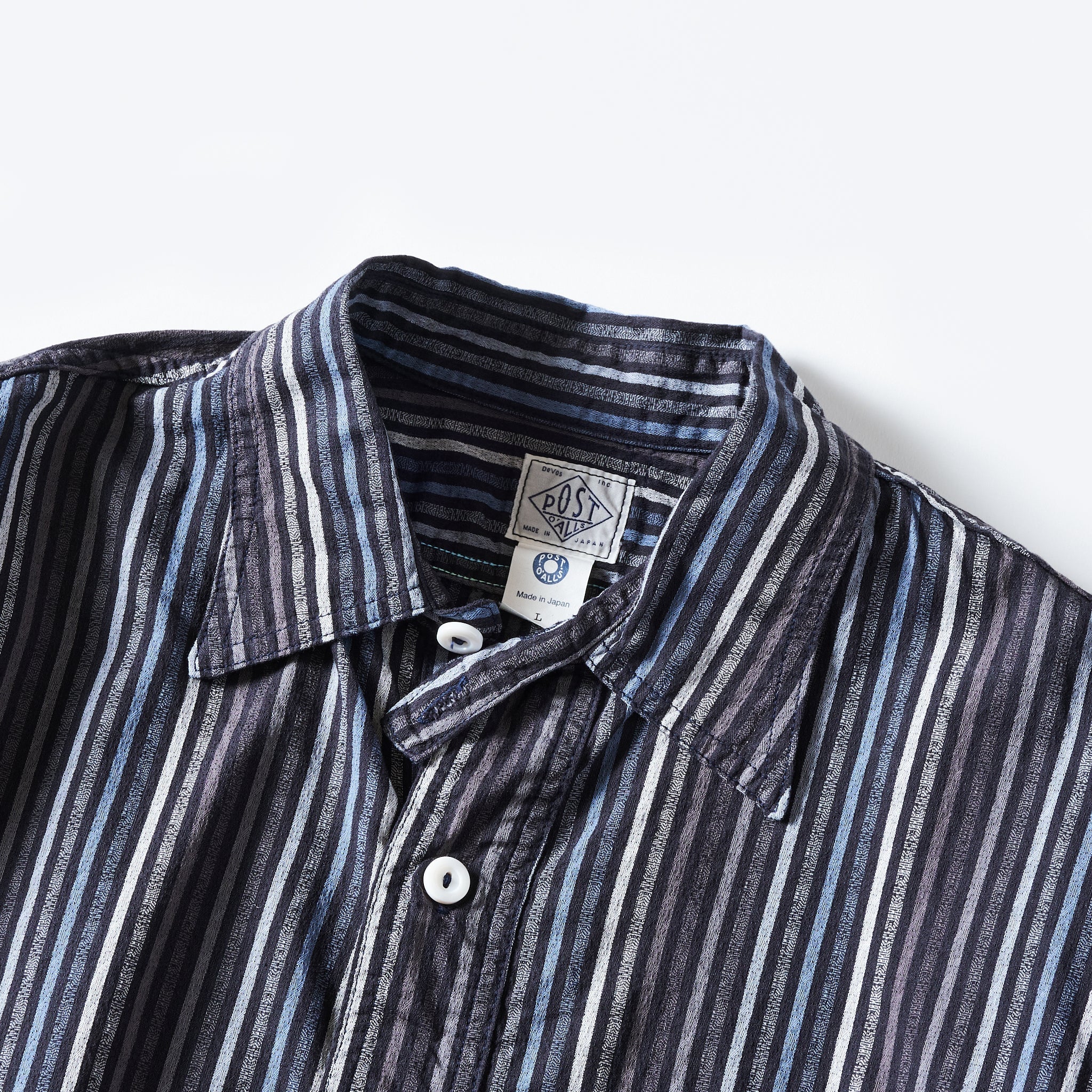 #3219S-BS New Basic Pullover Shirt S/S : blue stripe blue