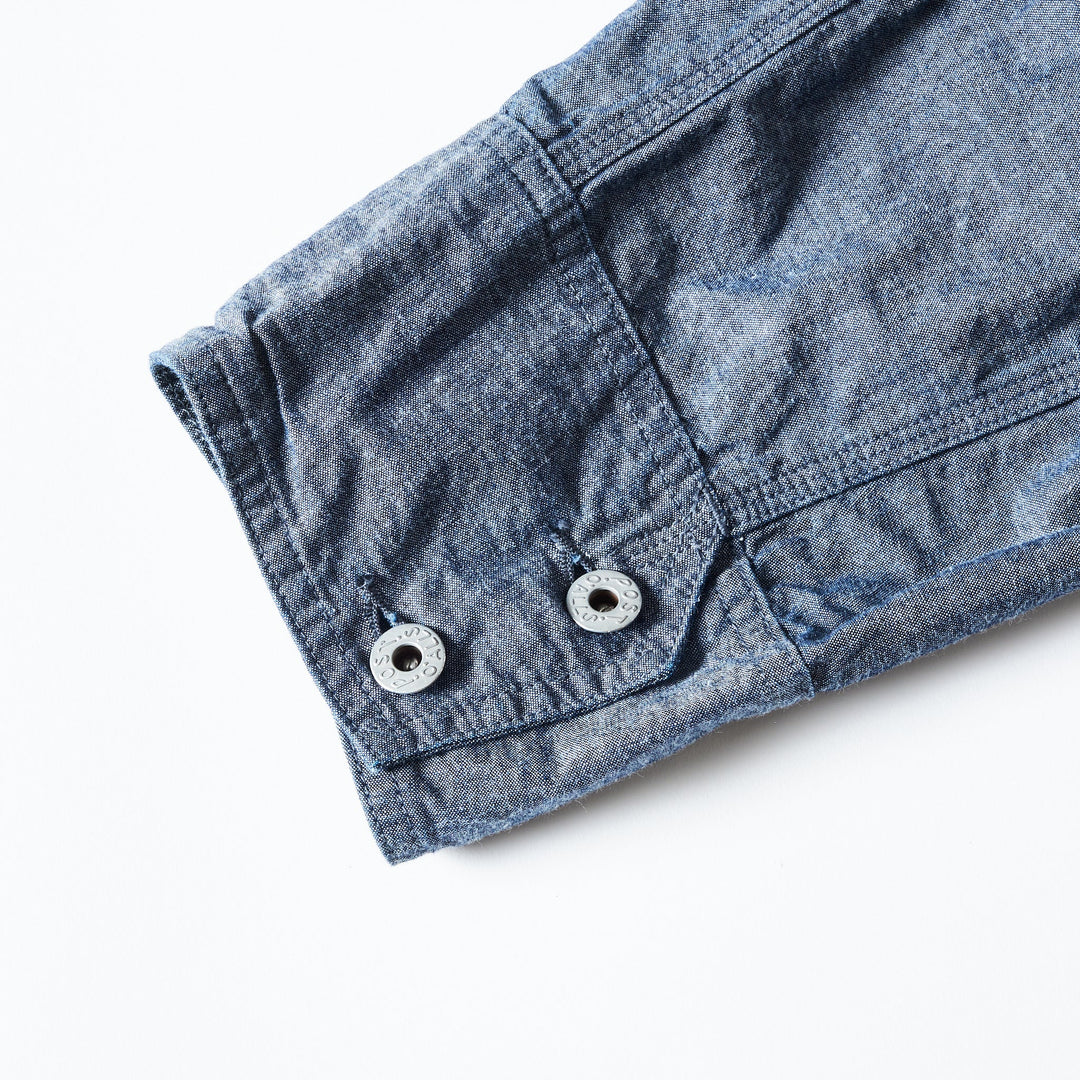 【日本入手困難】Chambray jacket with velvet collar Men's Raglan Sleeve Denim Jacket (Dark Blue) | Cockpit USA