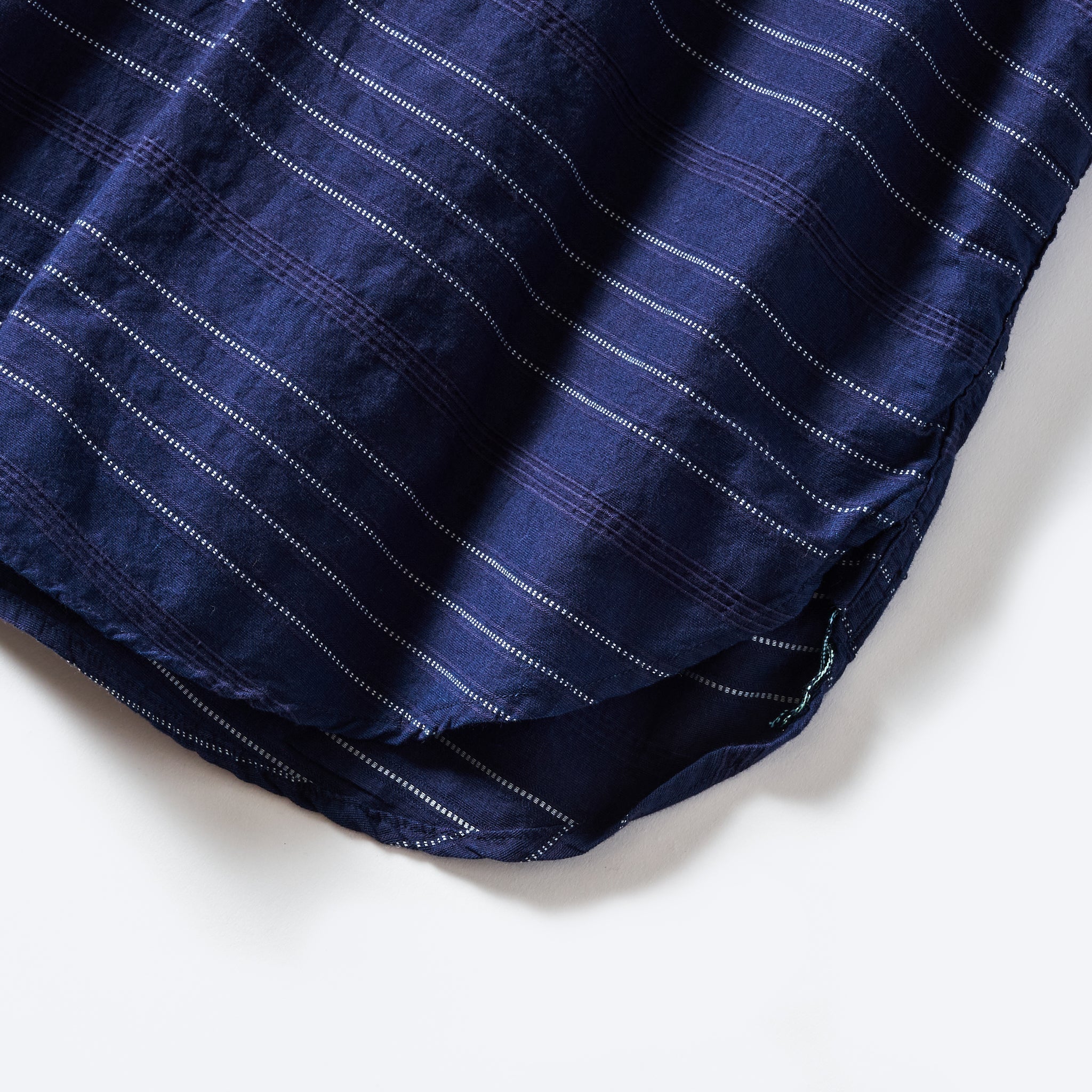 #3219S-HS2 New Basic Pullover Shirt S/S : horizontal stripe 2 indigo