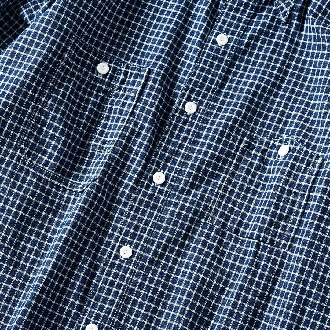 1206-CLC1 No.6 Shirt: cotton/linen check 1 indigo – POST OʼALLS