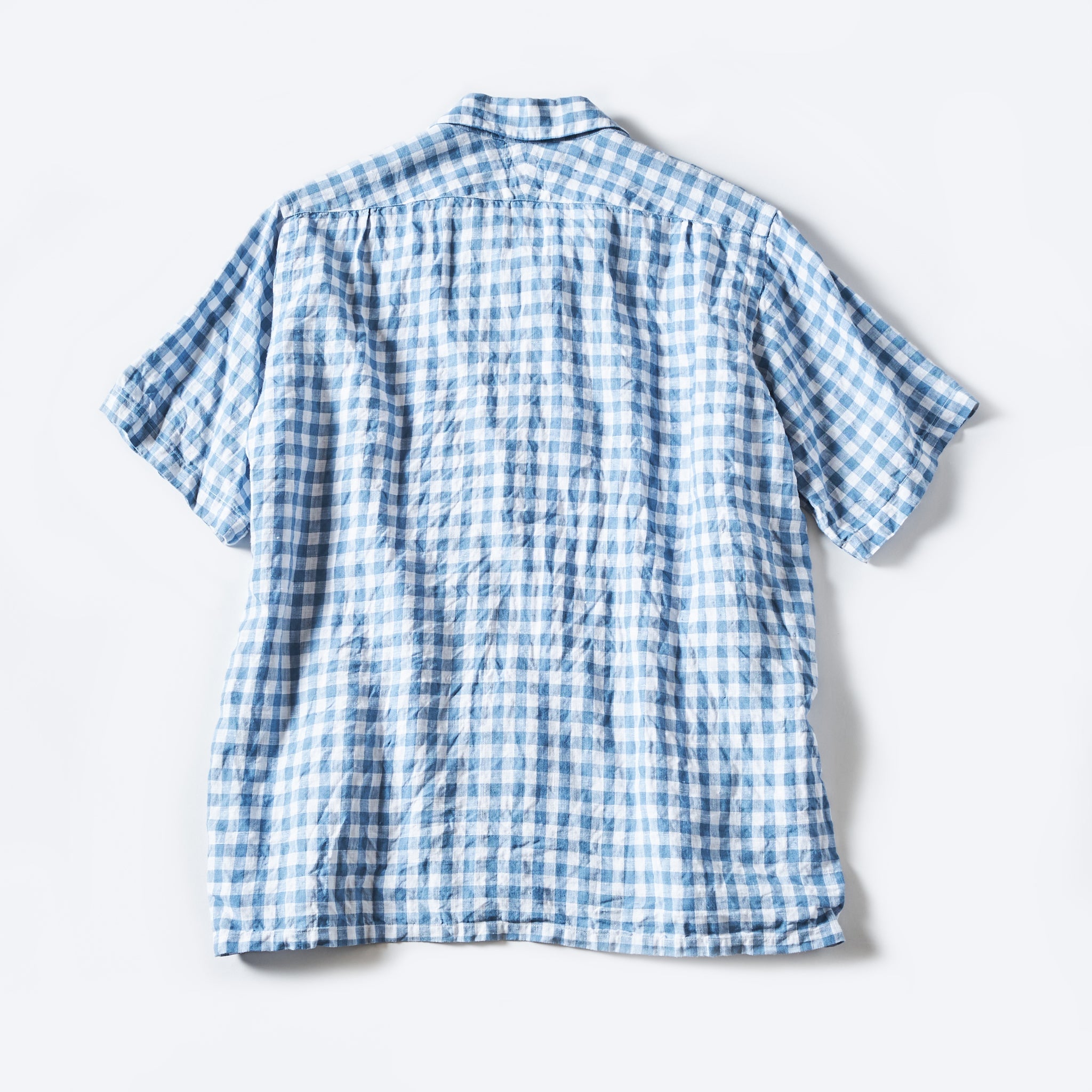 #3211BS-LBC NEUTRA 4 S/S : linen block check slate blue