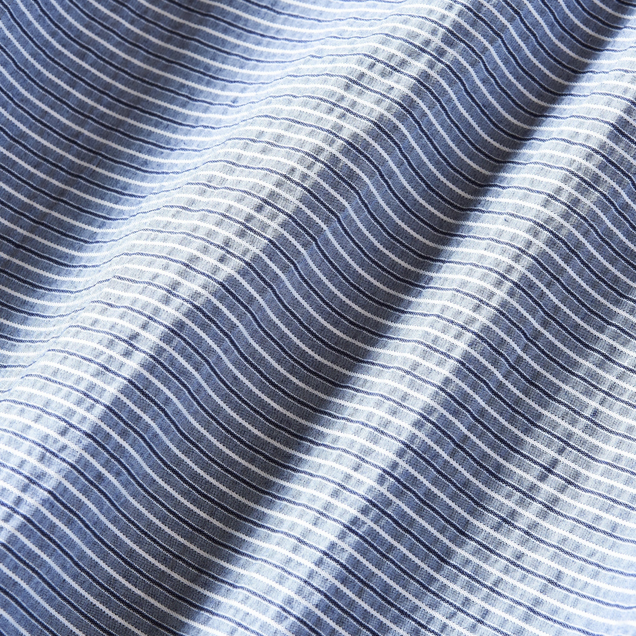 #1207B-HS1 New Basic Shirt S/S : horizontal stripe 1 indigo